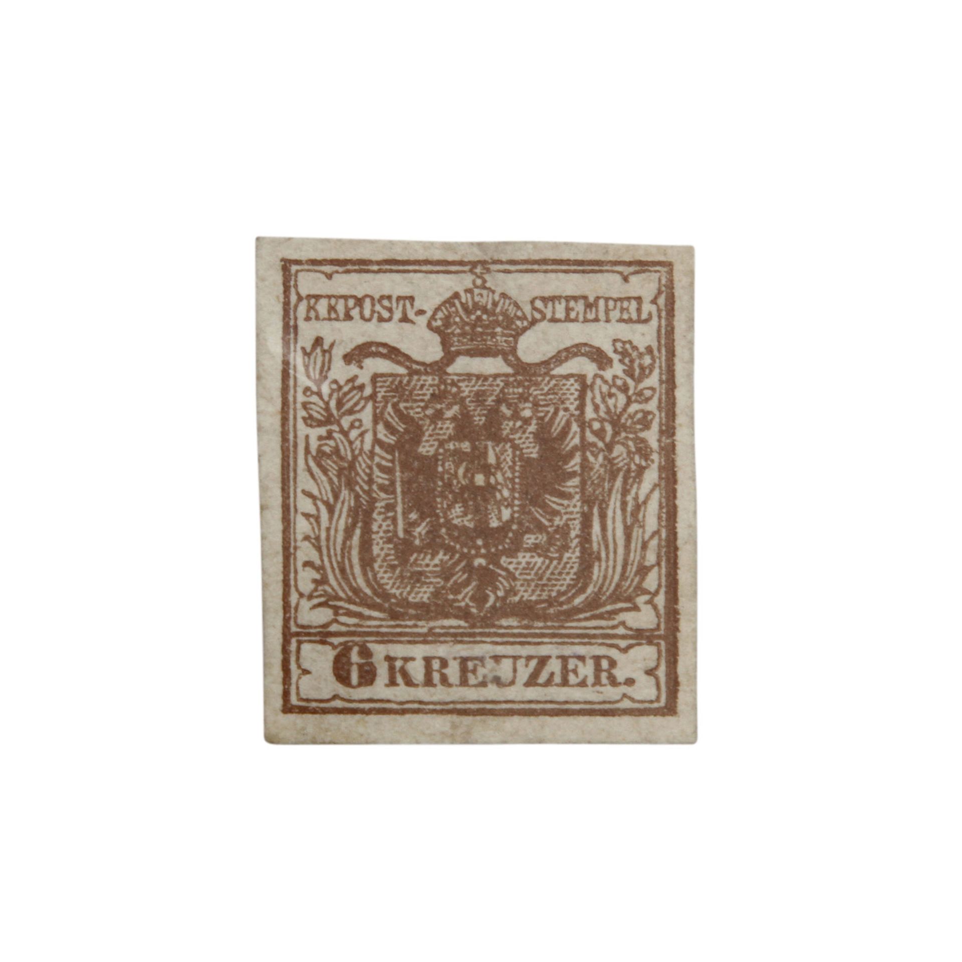 Österreich 1850 - Freimarke Mi.Nr. 4ya,Ferch Typ III. graubraun. Ungebraucht, nachgummiert, dünne - Bild 2 aus 3