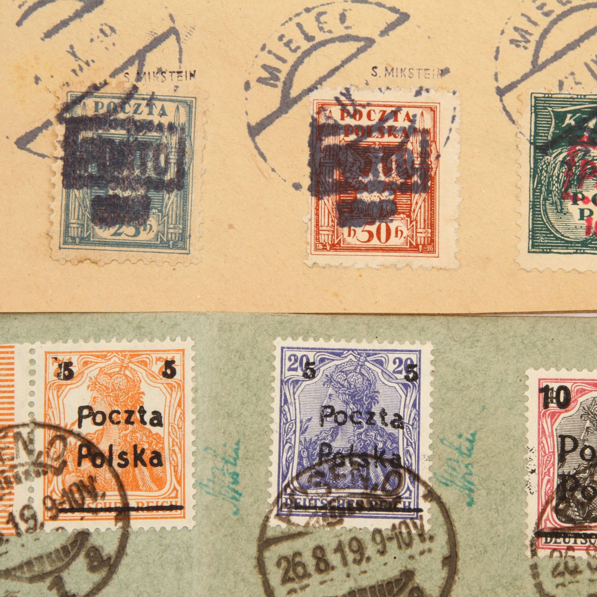 Polen - 1919, Brieflot von 7 Belegen,dabei 3 Einschreibebriefe der Germania Ausgabe mit Überdruck ( - Bild 3 aus 3