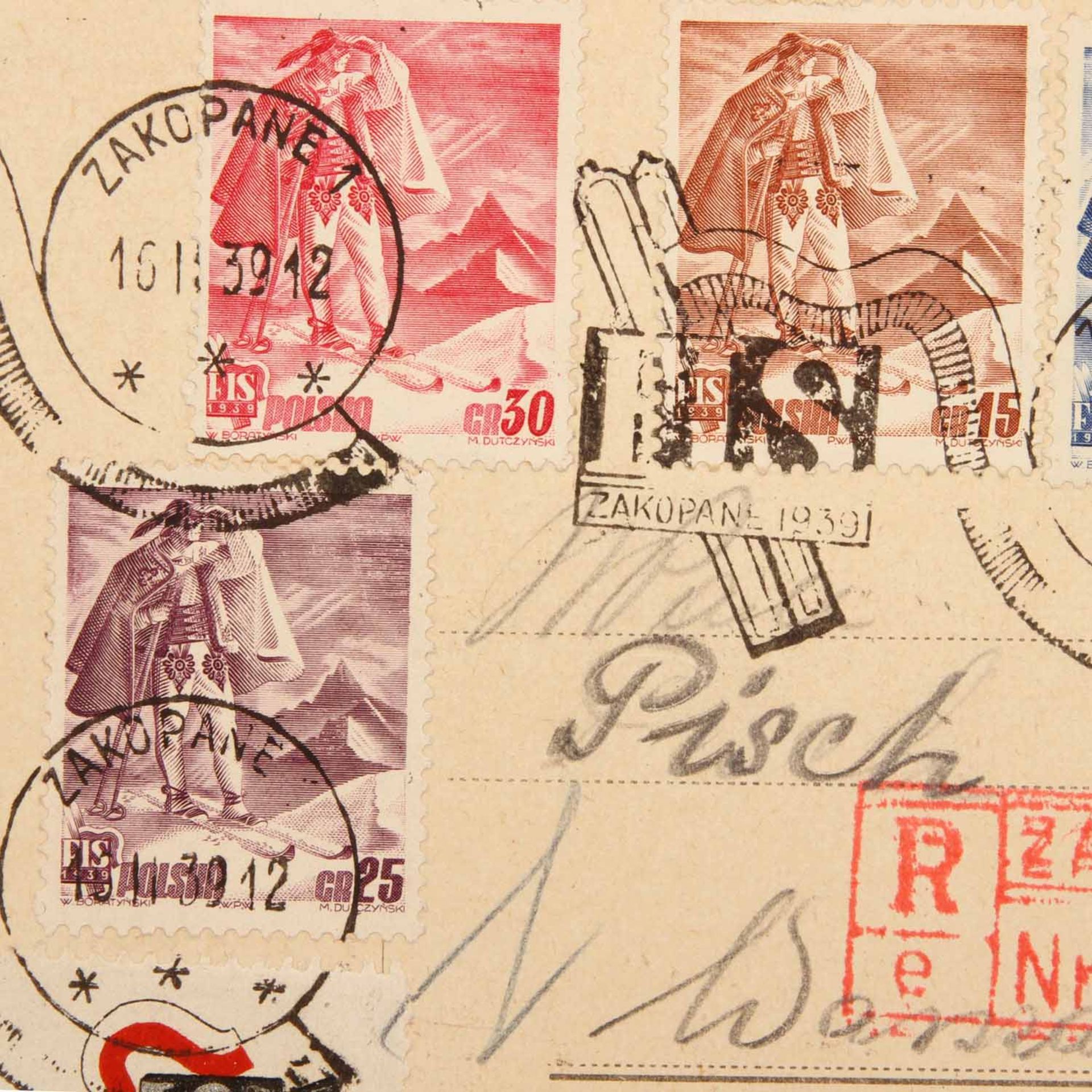 Polen - Brieflot 1933/39, 19 Belege,dabei FIS, Challenge-Flug, etc. (teils mehrfach, auch - Bild 3 aus 5