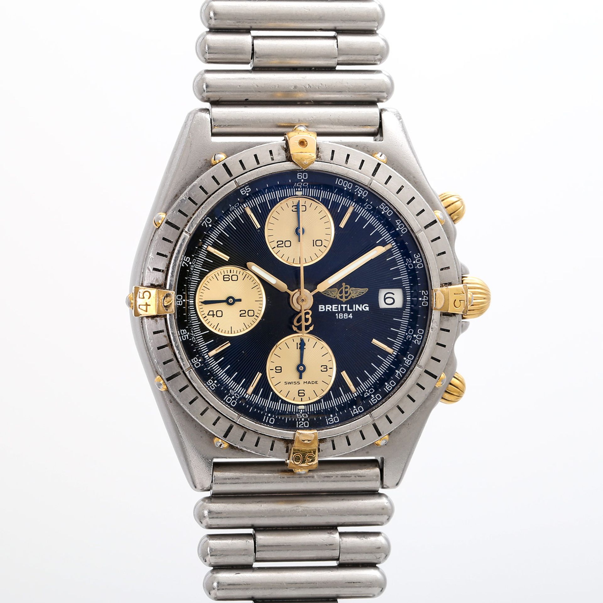 BREITLING Chronomat Cockpit Chronograph Herrenuhr, Ref. 81950, ca. 1990er Jahre. Edelstahl/