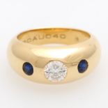 CARTIER klassischer Bandring "Daphne" m. 1 Brillant ca. 0,4 ct (punziert) WEIß (H) / VVS sowie