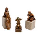Konvolut 3 Figuren, Bronze, 20. Jhd.: ROMEO-BARRY SHIRAISHI (1938) 2 Figuren 'Romeo und Julia',