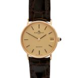 BAUME & MERCIER Classima Armbanduhr, Ref. 35105. Gold 18K. Automatic-Werk. Ungetragenes Lederband