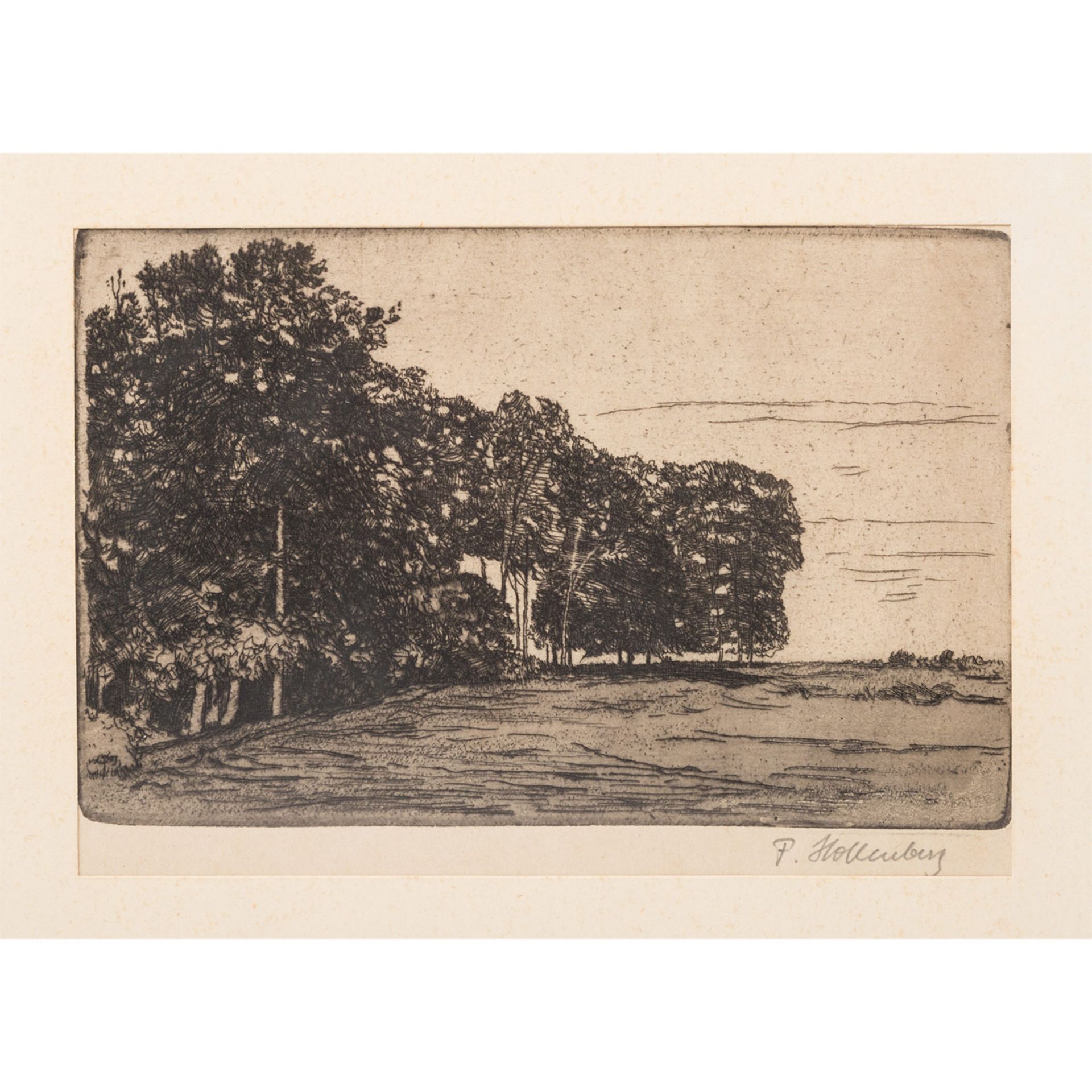 HOLLENBERG, FELIX (Sterkrade/Ruhr 1868-1945 Gomadingen), "Laubwald", Landschaft mit Waldrain