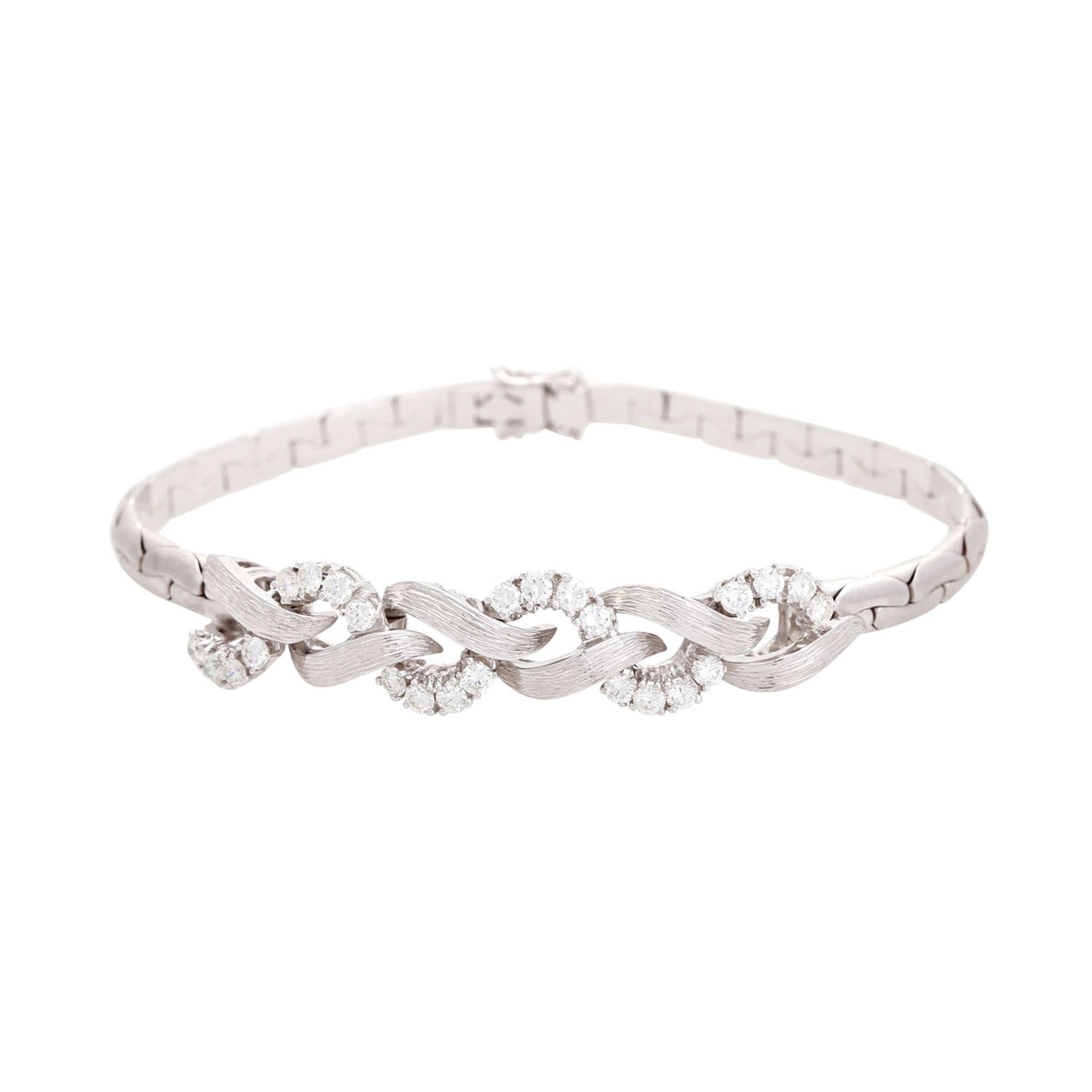 Armband mit 24 Brillanten, zus. ca. 1,4 ct, W - LGW (H - I) / VVS - VS, WG 18K, L: 18,5 cm,