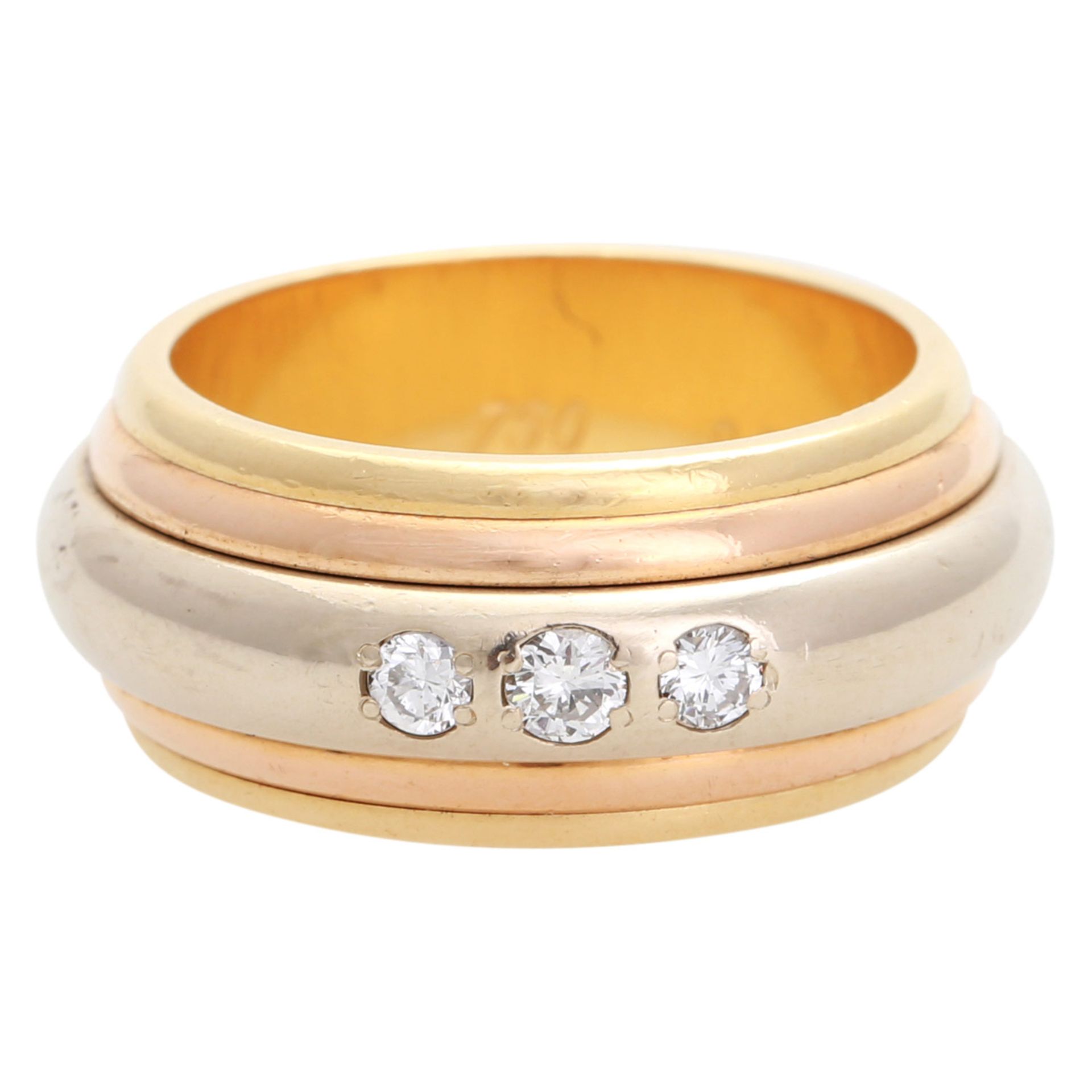 CARTIER Drehring mit Brillanten zus. ca. 0,55 ct., GWR 18K, RW: 52, mit Zertifikat Nr.: 986616,