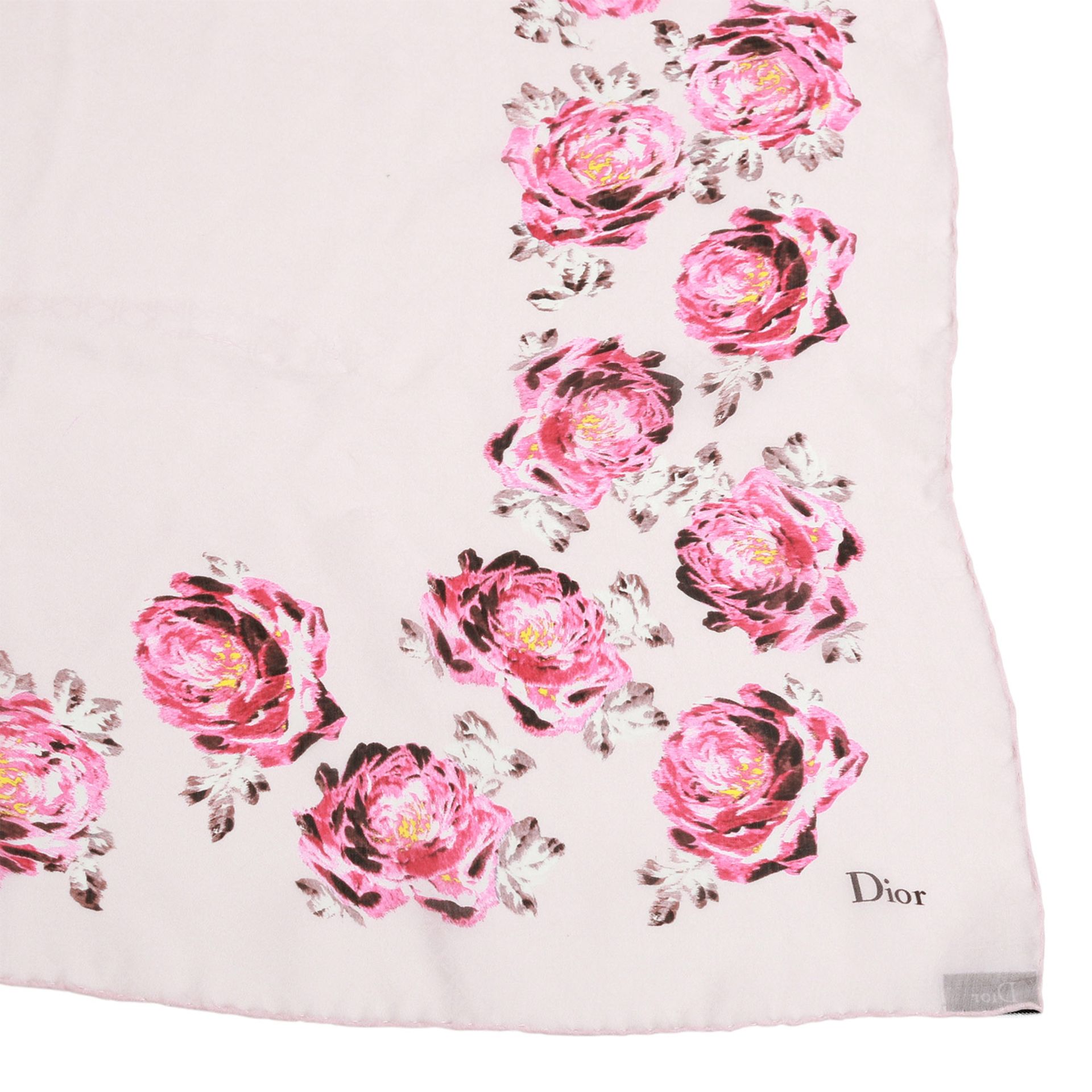 DIOR Seidenschal. Feiner Langschal in Rosa, florales Muster, leichtes Cannagemuster im - Bild 4 aus 6