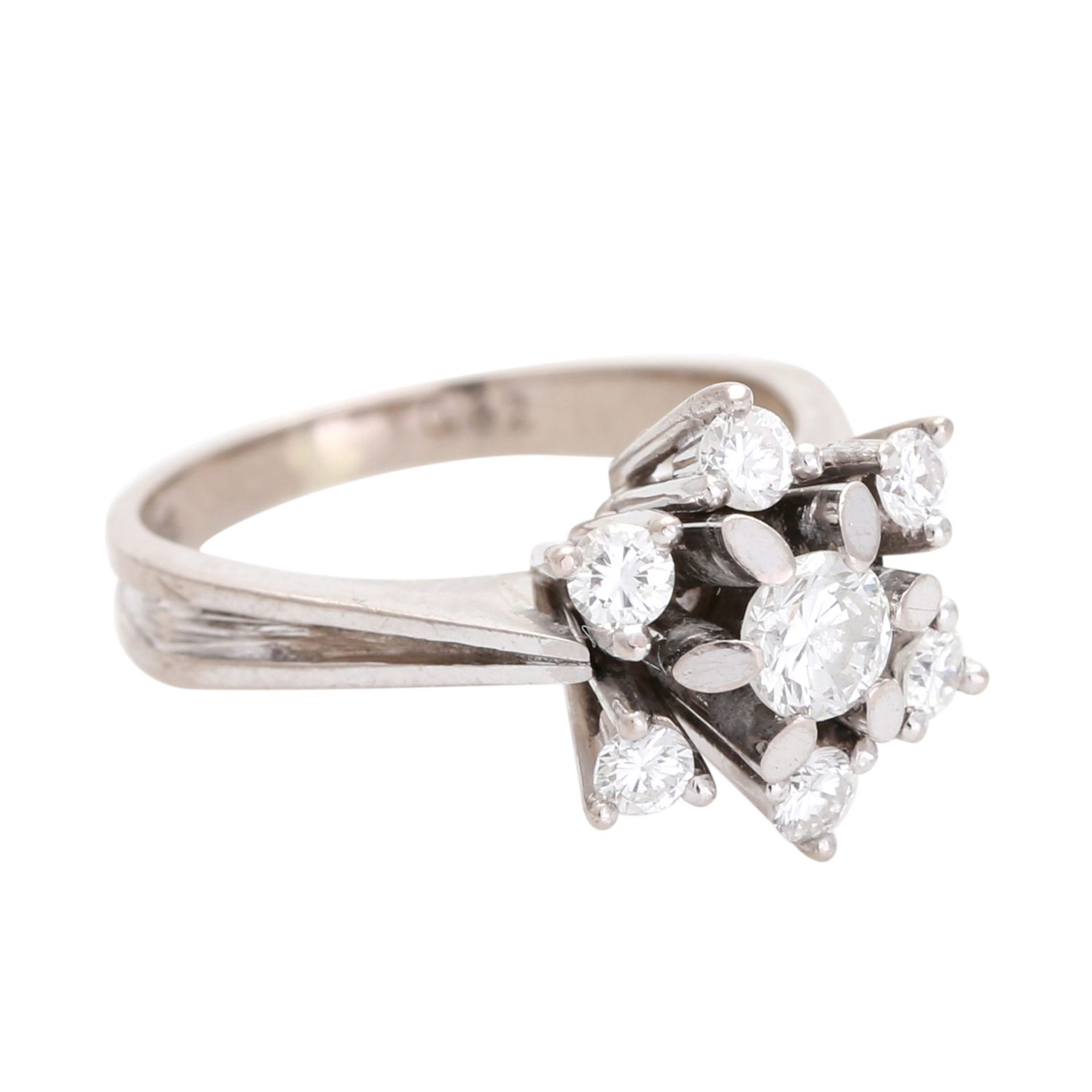 Ring "Stern" mit Brillanten angeordnet zus. ca. 0,5 ct. VSI / W - LGW (H - I), WG 14K, RW: 49. - Bild 2 aus 4