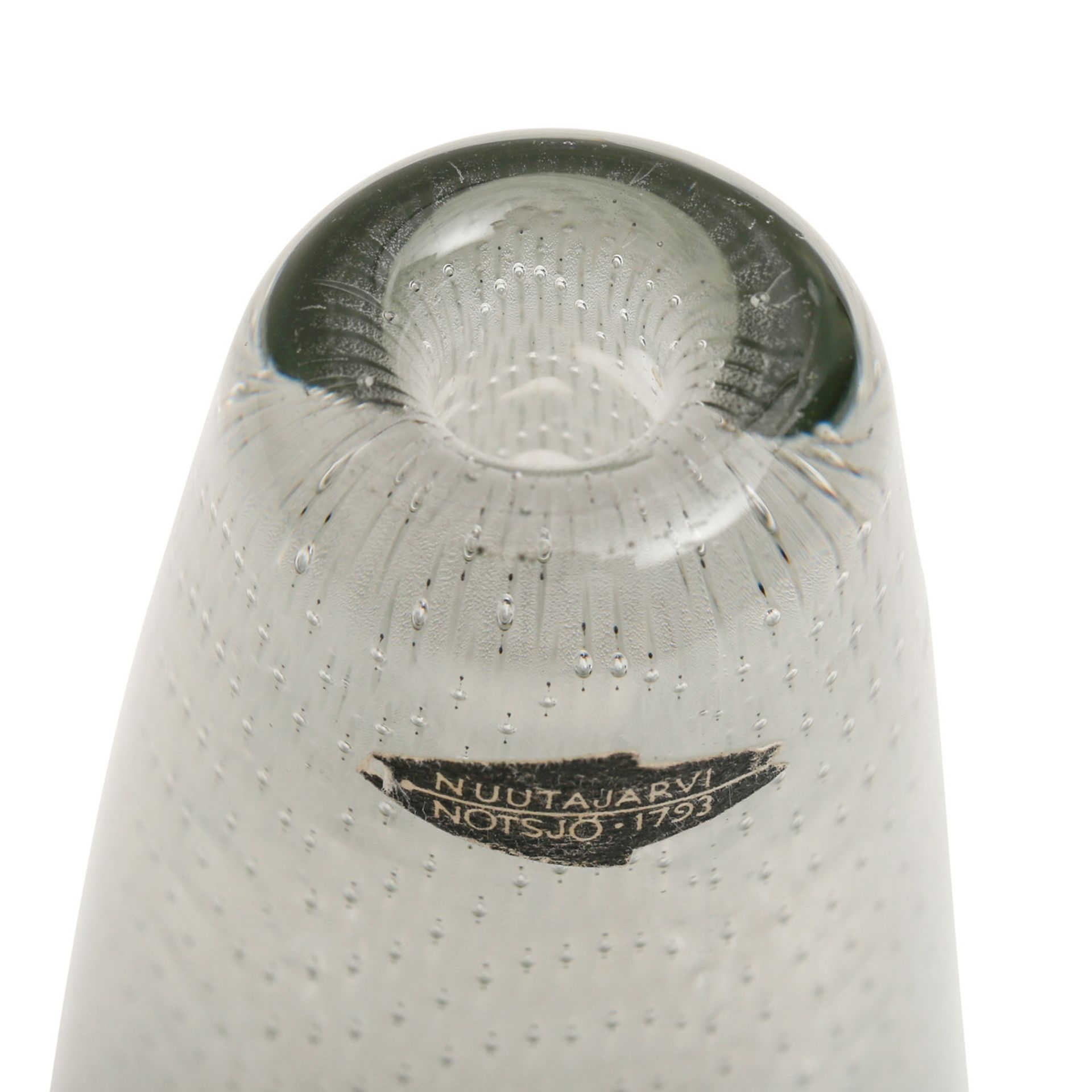 NUUTAJÄRVI Vase, 1950er Jahre. Kristallglas mit einem Dekor von eingeschlossenen Luftbläschen, - Bild 4 aus 5