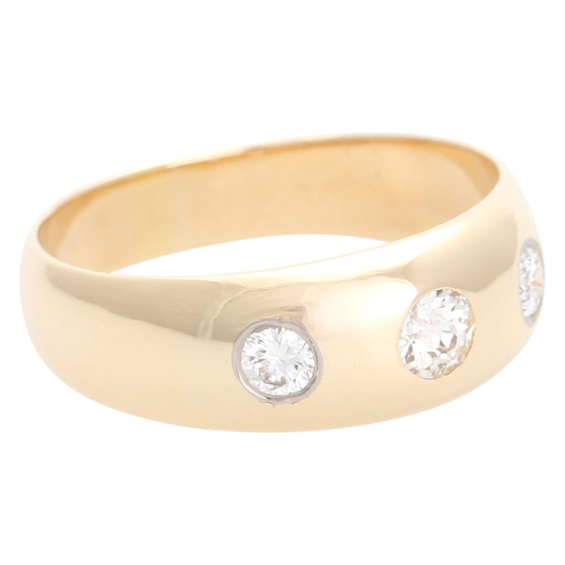 Ring mit 2 Brillanten,1 Altschliff Dia. GG 14K, Dia. zus. ca. 0,5 ct, LGW - GW (I - K) - VS, RW ca. - Bild 2 aus 4