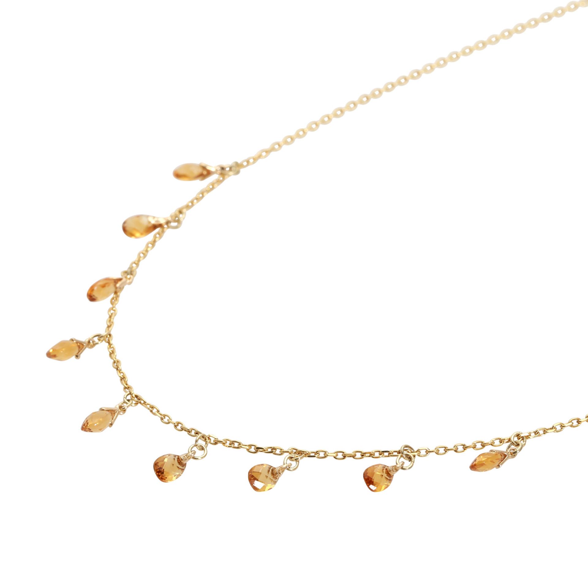 Zartes Collier mit 10 Citrin-Pampeln, facettiert. Ankerkette in GG 14K, L: 49,5 cm. - Bild 4 aus 4