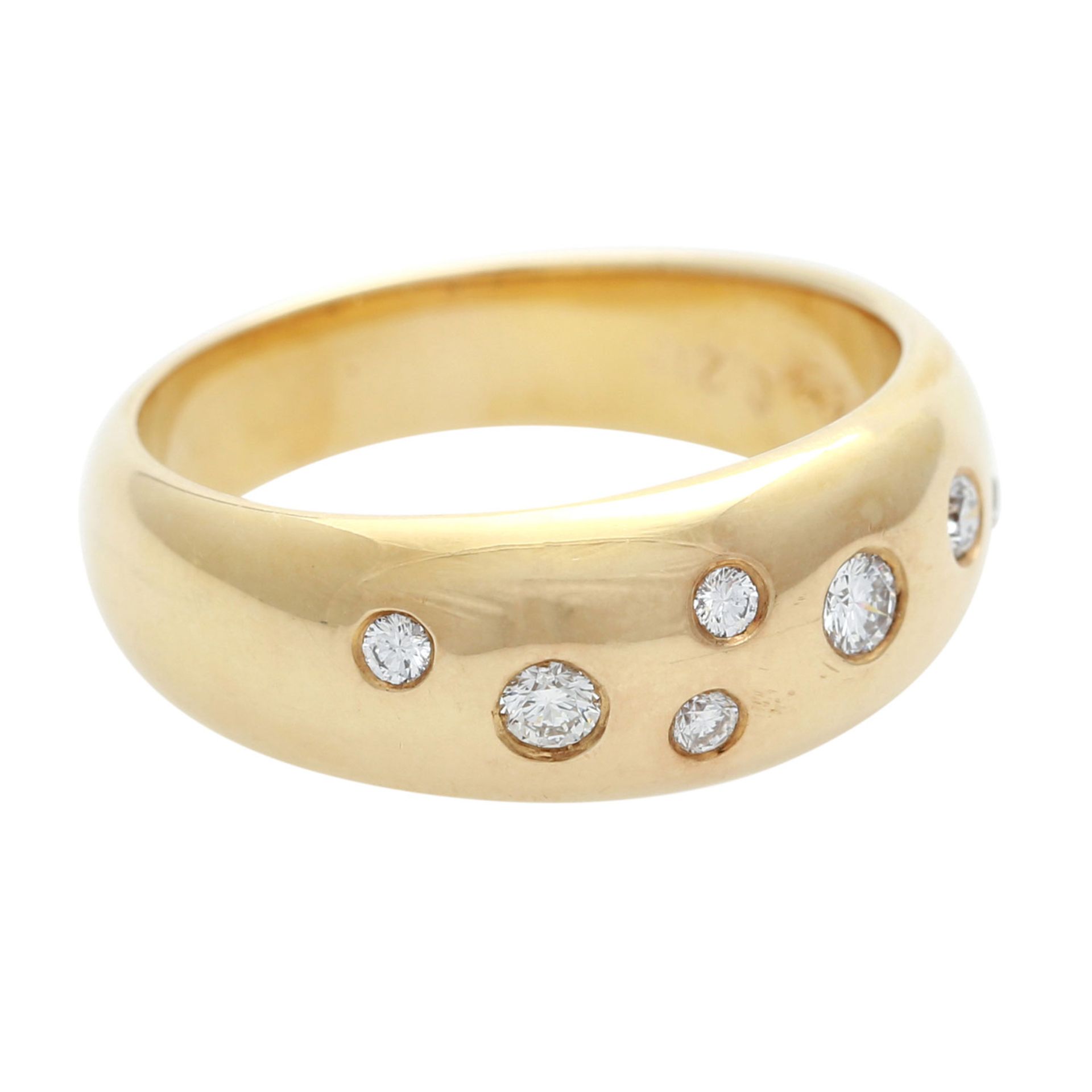 Ring besetzt mit 7 Brillanten, zus. ca. 0,21 ct, WEIß (H) / SI, GG 14K, RW 54,5, Bandring mit - Bild 2 aus 4