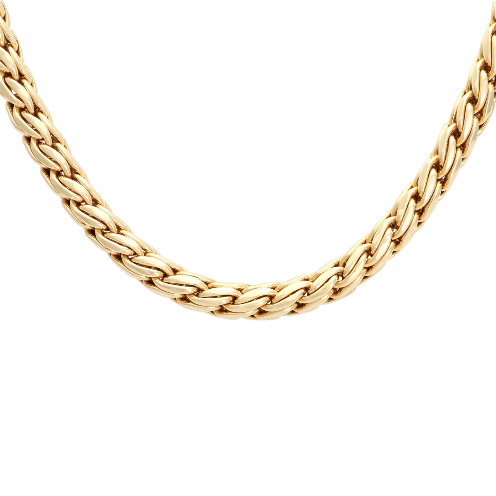 Collier, GG 14K, L: 45 cm, Fantasieflechtmuster mit rundem Querschnitt, Karabinerverschluss. - Bild 2 aus 5