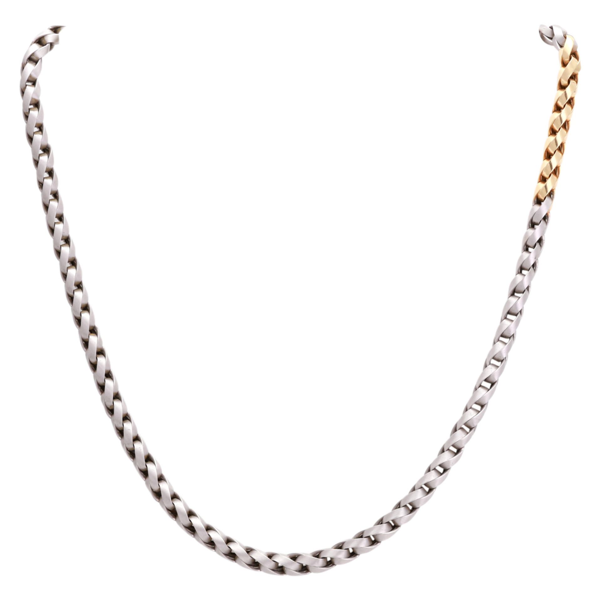 Set Collier mit Armband, WG / GG 14K, L: 46 cm / 21 cm, Flechtmuster aus mattiertem Weißgoldband mit - Bild 2 aus 4