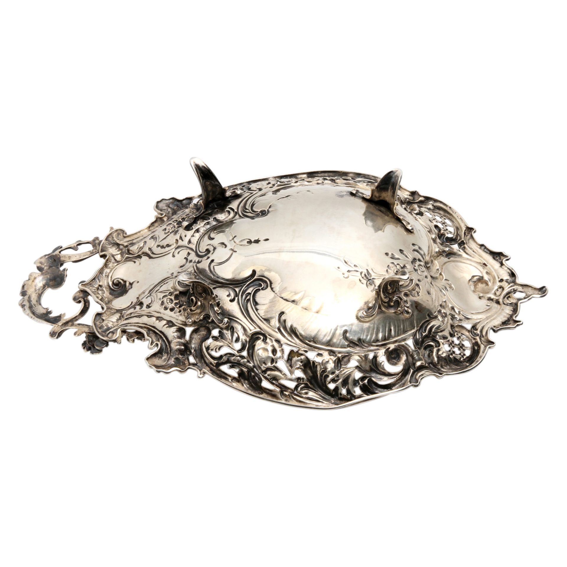 BRUCKMANN Prunkschale, 800 Silber, wohl vor 1900. Üppig vegetabil gestaltete Schale, Juwelierzeichen - Bild 5 aus 8
