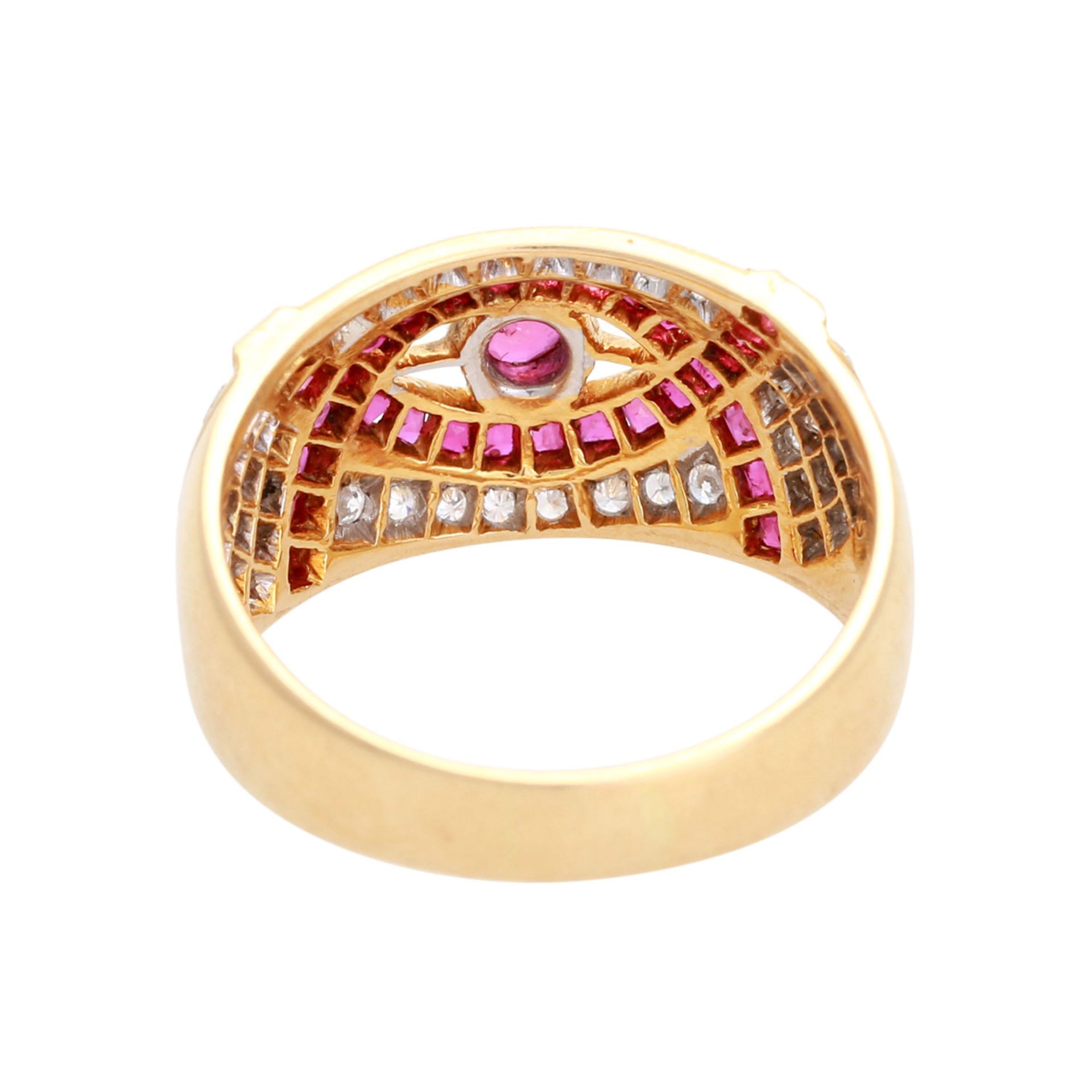Ring mit Diamantbesatz, zus. ca. 0,35 ct, LGW (I-J) / SI, und Rubinen, 1x rund facettiert, - Bild 4 aus 4