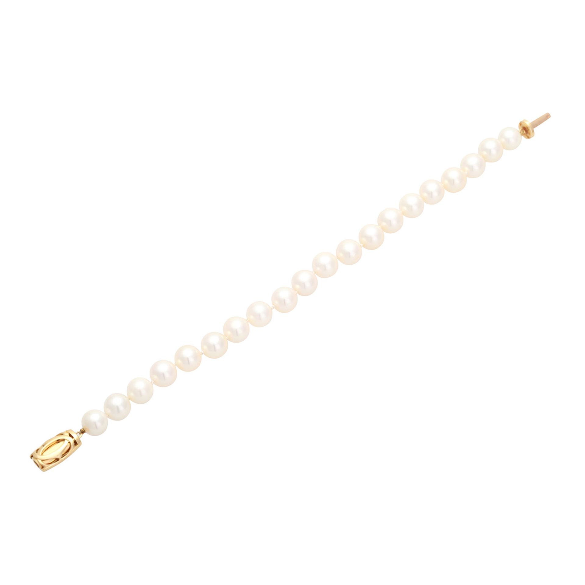 CARTIER klassisches Armband aus Zuchtperlen (ca. 7 mm) Schließe in GG 18K. L: ca. 17,5 cm. - Bild 3 aus 4