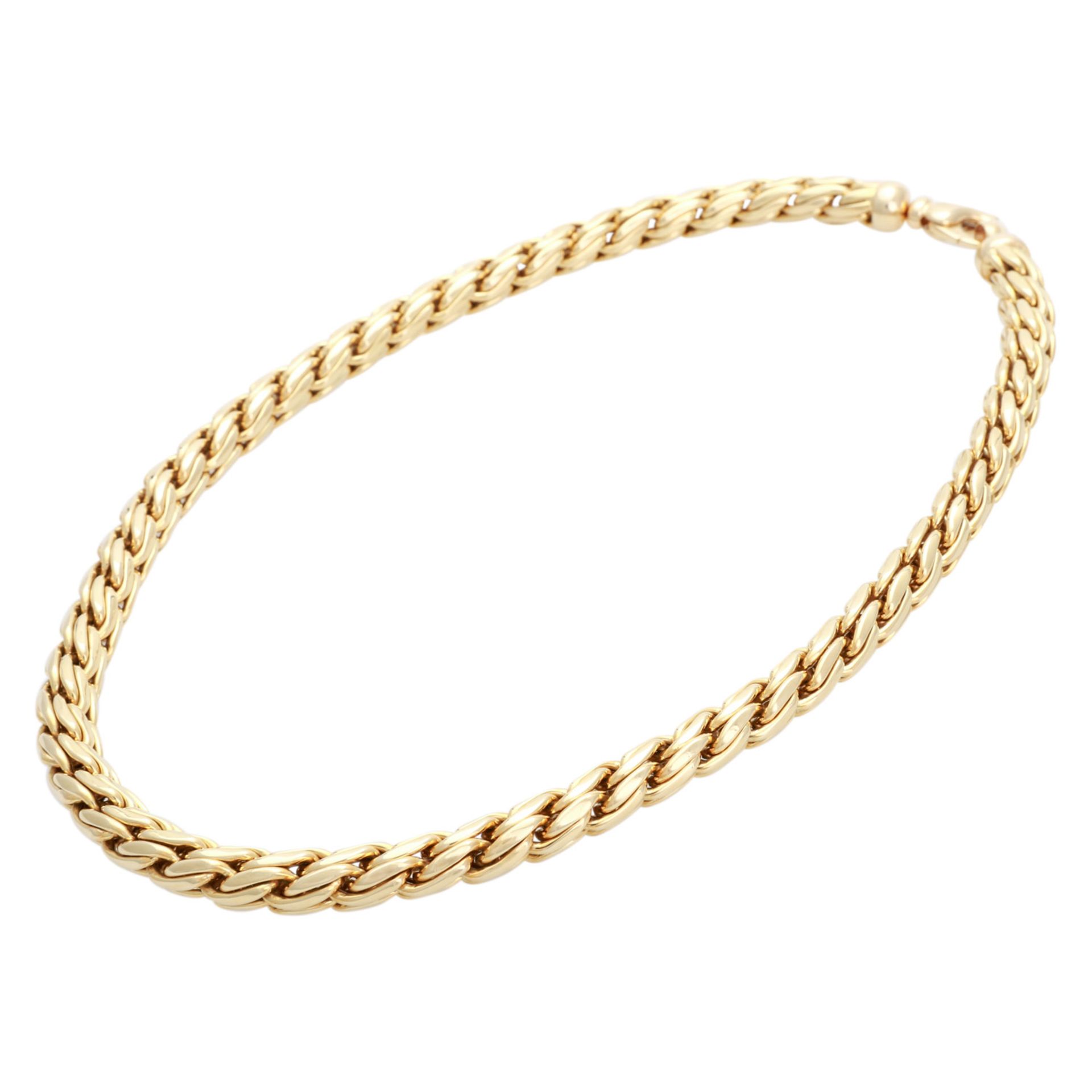 Collier, GG 14K, L: 45 cm, Fantasieflechtmuster mit rundem Querschnitt, Karabinerverschluss. - Bild 3 aus 5