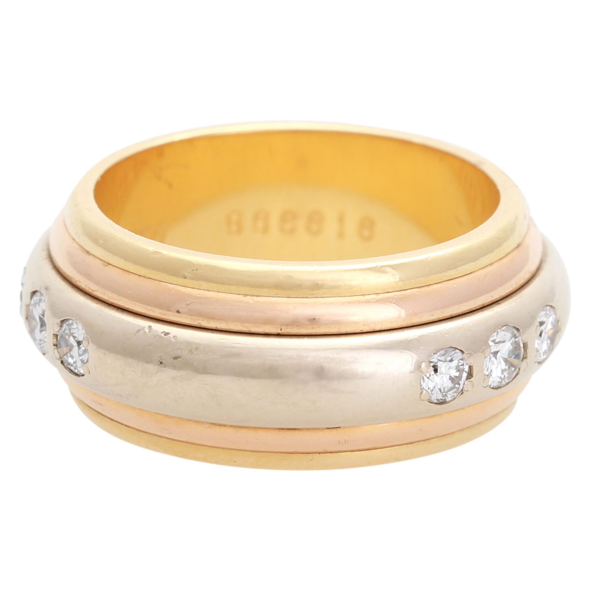 CARTIER Drehring mit Brillanten zus. ca. 0,55 ct., GWR 18K, RW: 52, mit Zertifikat Nr.: 986616, - Bild 2 aus 6