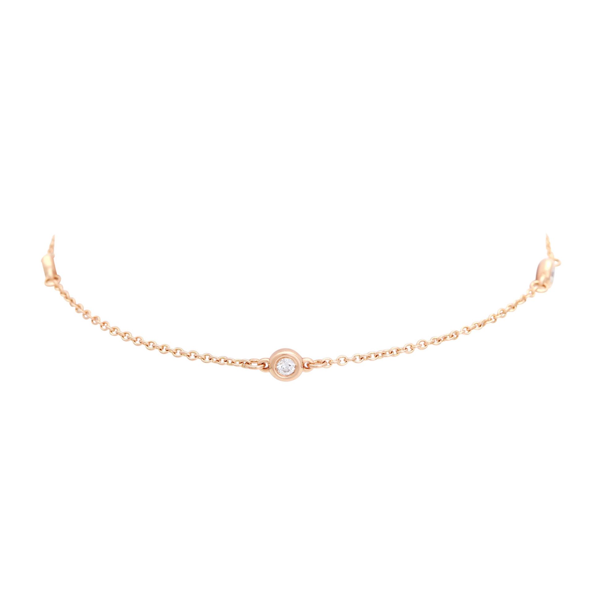 TIFFANY & CO zartes Armband "Diamonds by the Yard" mit 3 Brillanten zus. ca. 0,09 ct FW / VVSI in RG