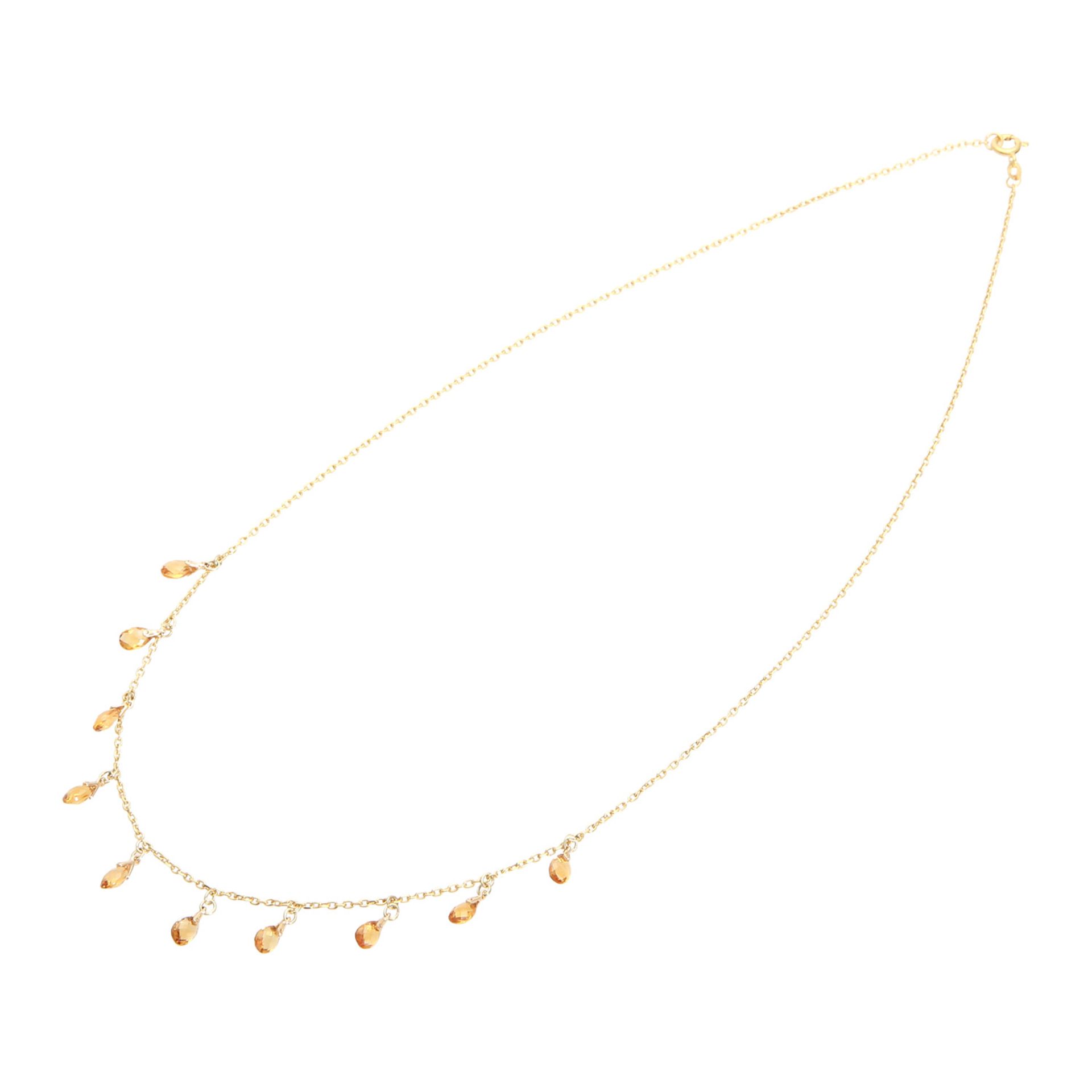 Zartes Collier mit 10 Citrin-Pampeln, facettiert. Ankerkette in GG 14K, L: 49,5 cm. - Bild 3 aus 4