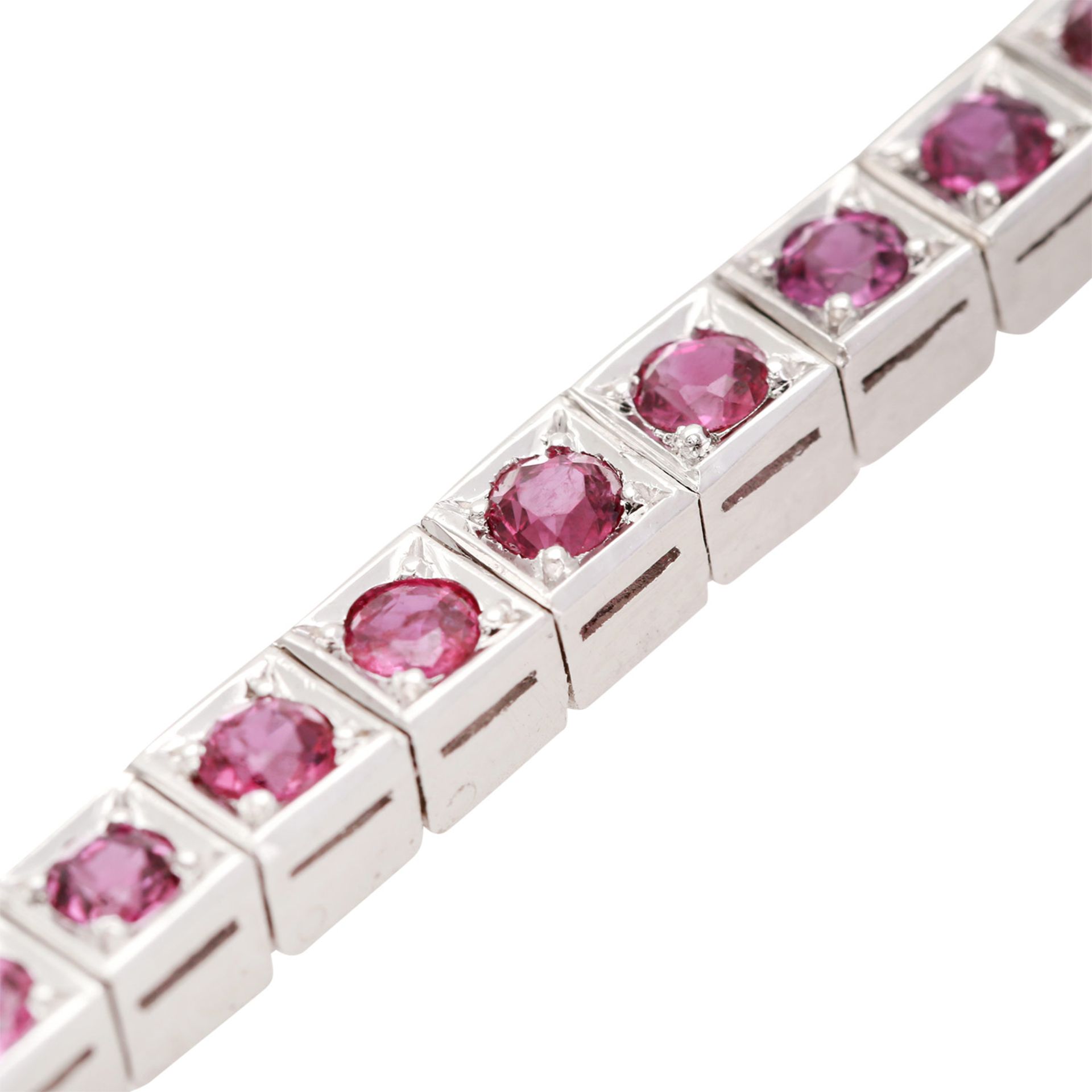 Riviere Armband mit 45 Rubinen besetzt, rund fac., schöne Farbe und Transparenz (einz. St. min. - Bild 4 aus 4