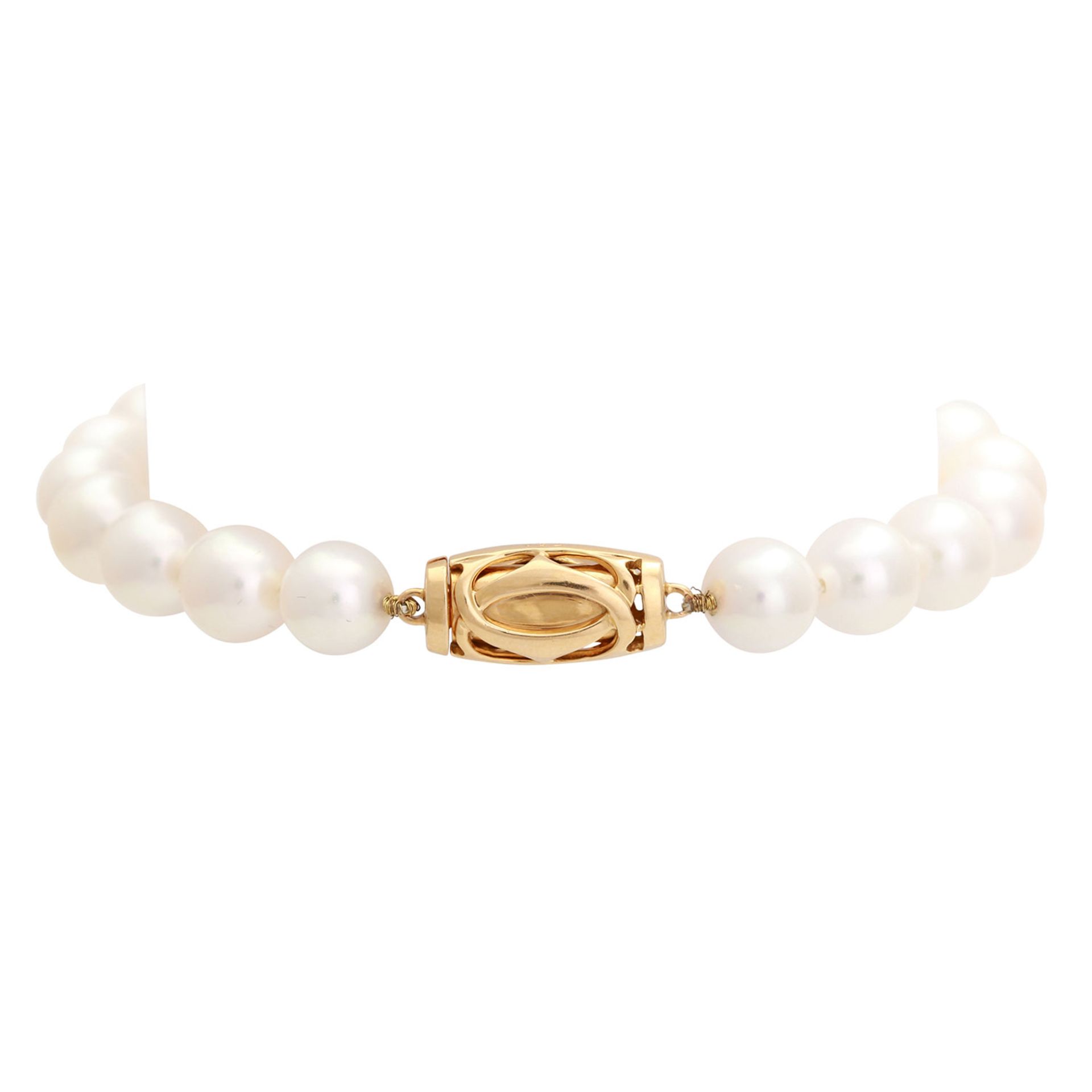 CARTIER klassisches Armband aus Zuchtperlen (ca. 7 mm) Schließe in GG 18K. L: ca. 17,5 cm. - Bild 2 aus 4