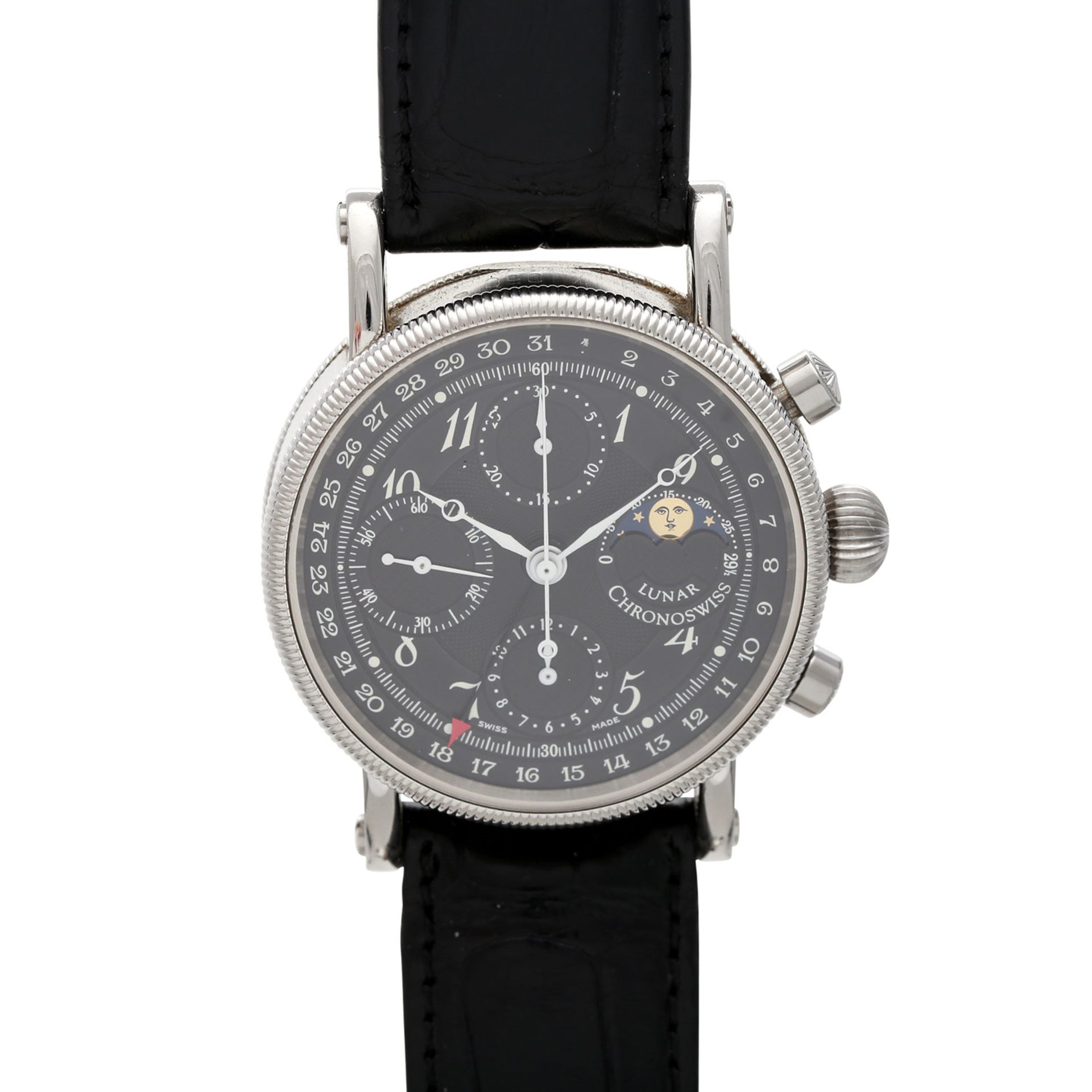 CHRONOSWISS Lunar Chronograph Herrenuhr mit Mondphase, Ref. CH 7523. Edelstahl. Automatic-Werk unter