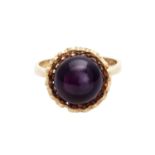 FAHRNER Ring mit Amethystkugel, D: ca. 9 mm, in runder, amorph strukturierter, rund durchbrochener