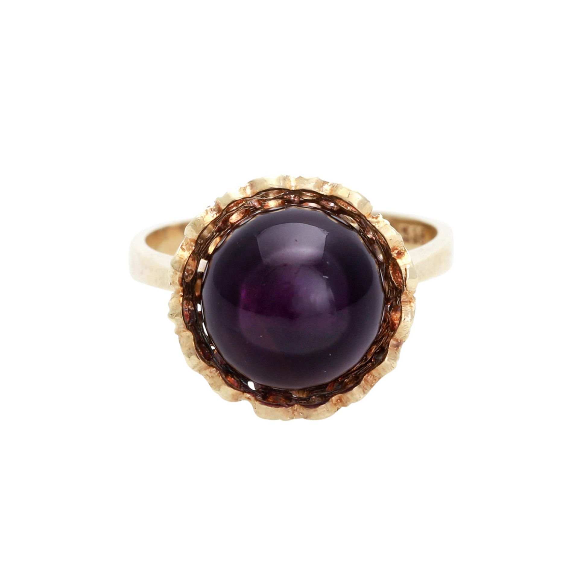 FAHRNER Ring mit Amethystkugel, D: ca. 9 mm, in runder, amorph strukturierter, rund durchbrochener