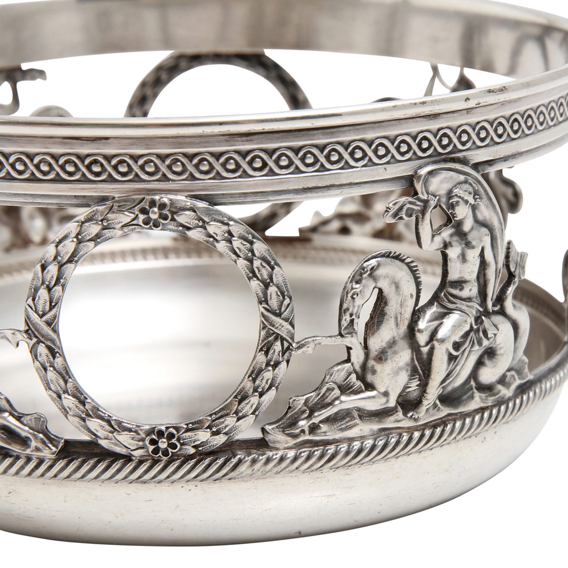 BRUCKMANN Henkelkörbchen 800 Silber, Ende 19. Jhd. Runde Form, durchbrochen gearbeitete Wandung - Bild 4 aus 6