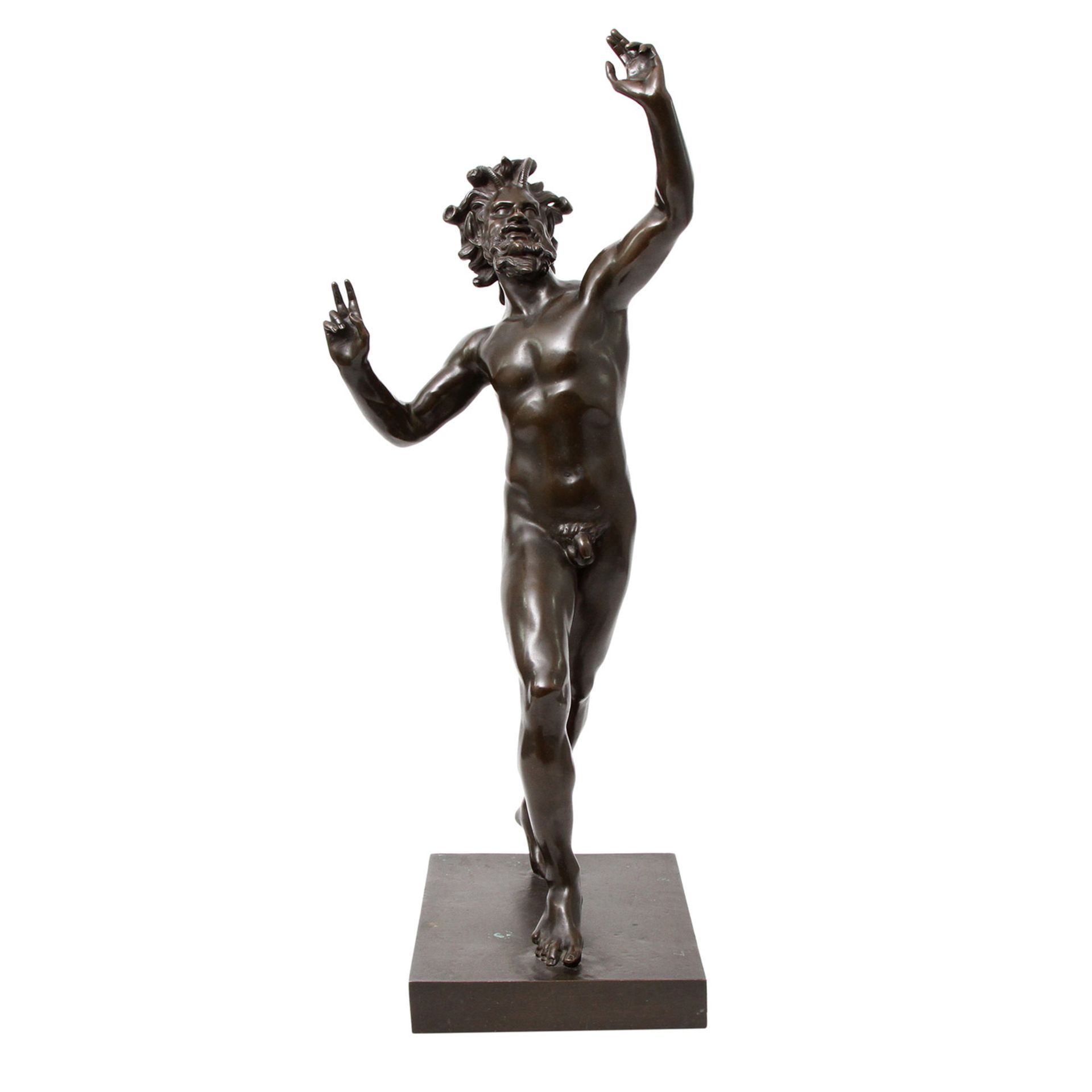 "Tanzender Faun", um 1900. Vollplastischer Bronzeguss nach dem Original aus Pompeij, 2. Jh. v. Chr., - Image 2 of 8