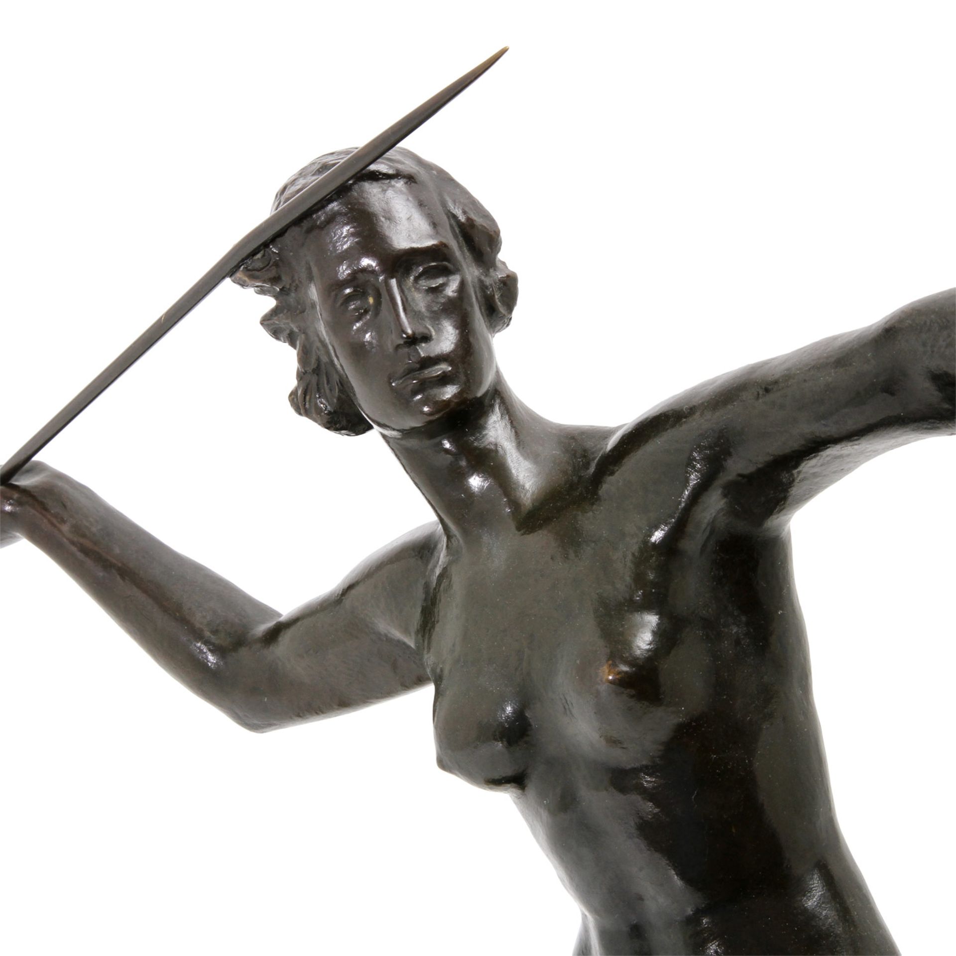 'Speerwerferin', 1930er Jahre. Bronze, Frauenakt einen Speer werfend (Speer repariert), auf - Bild 5 aus 6