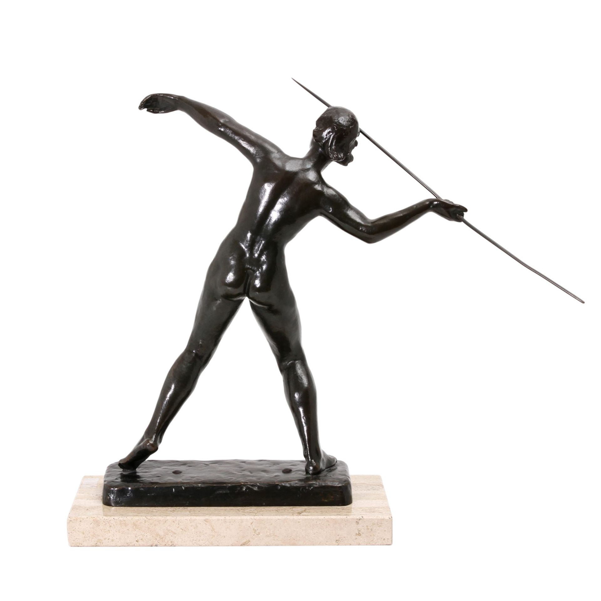 'Speerwerferin', 1930er Jahre. Bronze, Frauenakt einen Speer werfend (Speer repariert), auf - Bild 4 aus 6