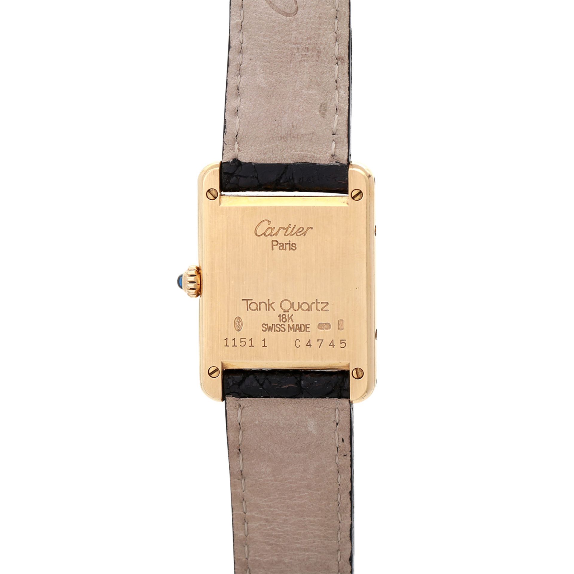 CARTIER Tank Damenuhr, Ref. 1151-1, 1990er Jahre. Gold 18K. Quarz-Werk. Gehäuse-Nr.: C 4745. Mit - Image 2 of 6