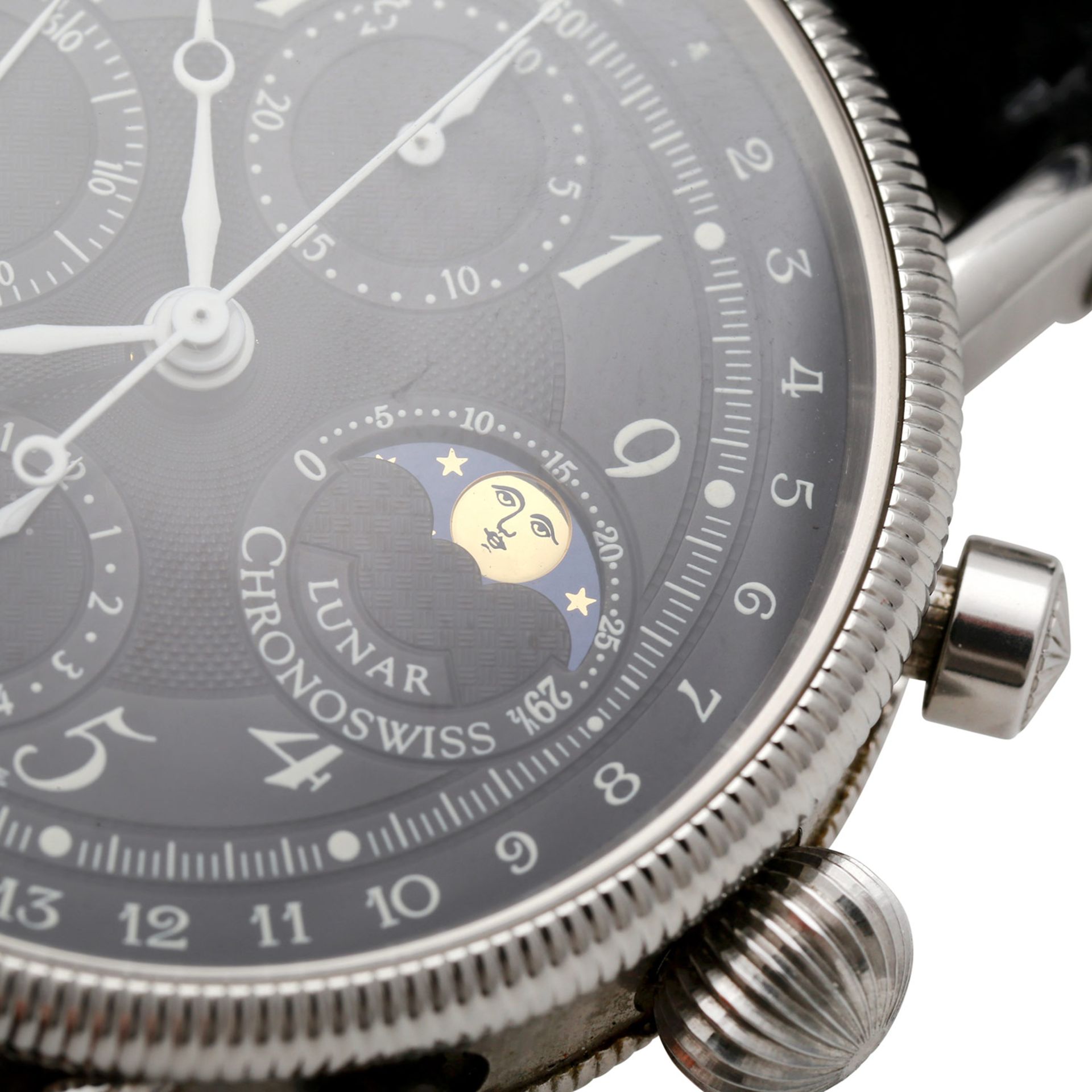 CHRONOSWISS Lunar Chronograph Herrenuhr mit Mondphase, Ref. CH 7523. Edelstahl. Automatic-Werk unter - Image 5 of 5