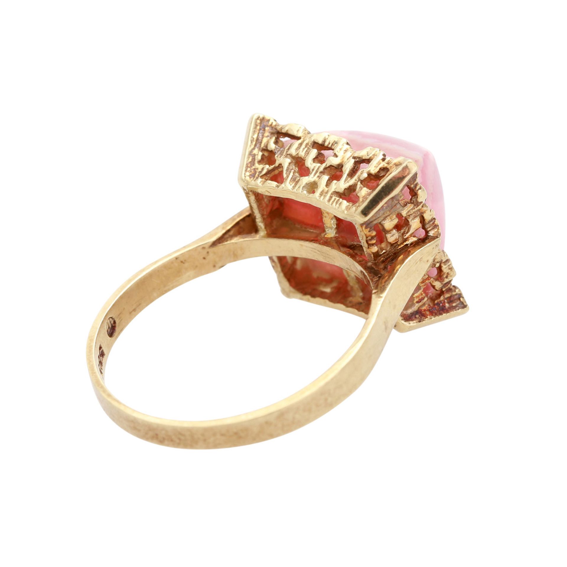 FAHRNER Ring mit Rhodochrosit-Pyramide in quadratischer, amorph strukturierter und durchbrochener - Image 3 of 4