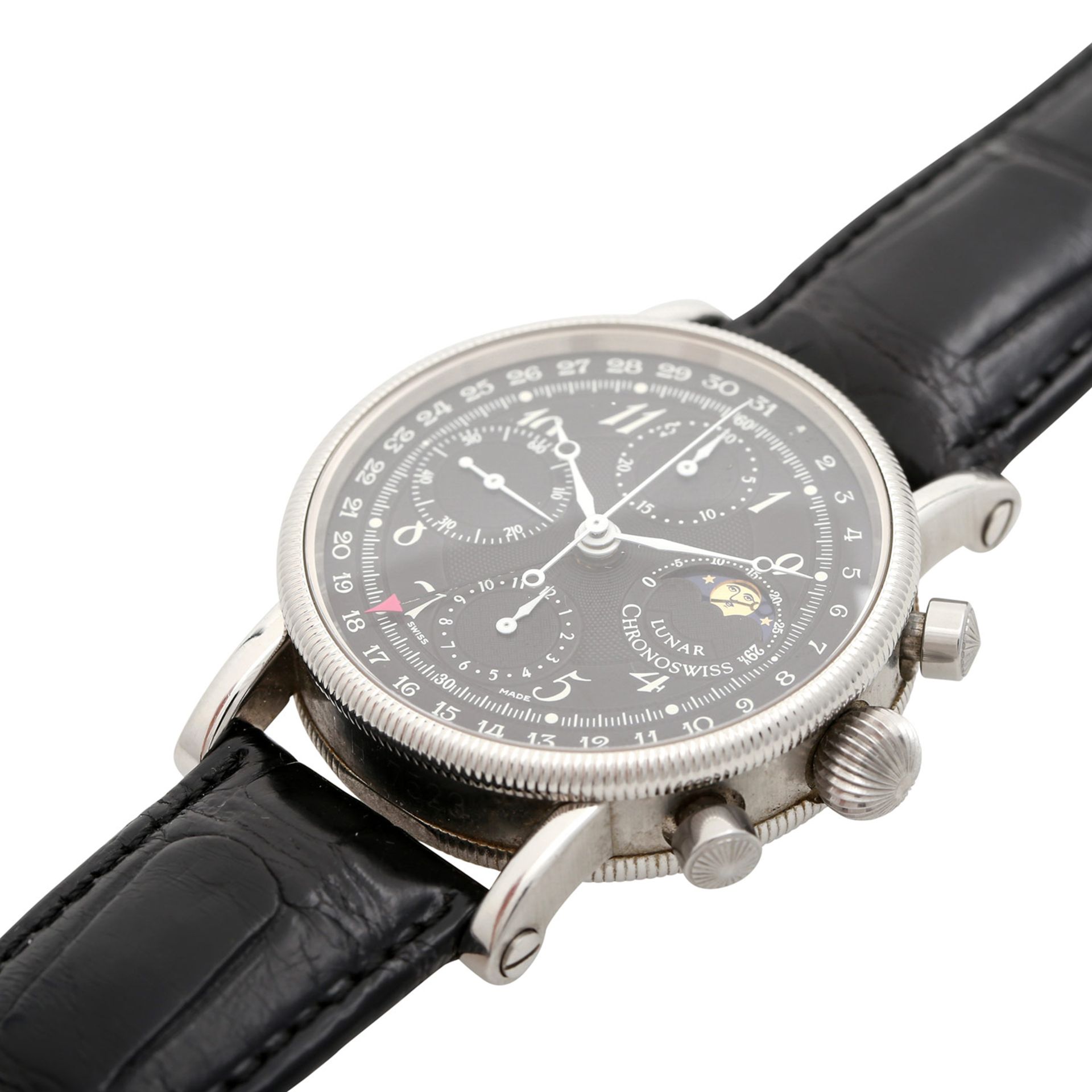 CHRONOSWISS Lunar Chronograph Herrenuhr mit Mondphase, Ref. CH 7523. Edelstahl. Automatic-Werk unter - Image 4 of 5