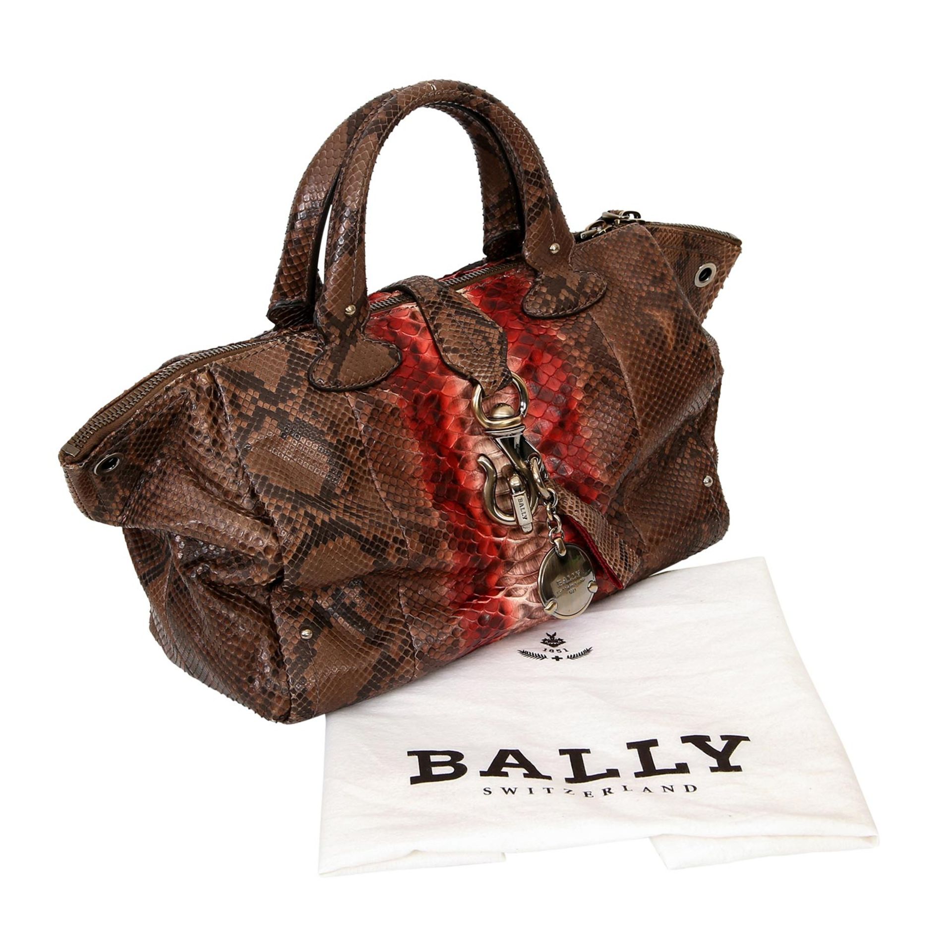 BALLY Bowlingbag. Pythonleder im Farbverlauf gefärbt, bronzefarbene Hardware, massiver - Image 5 of 7