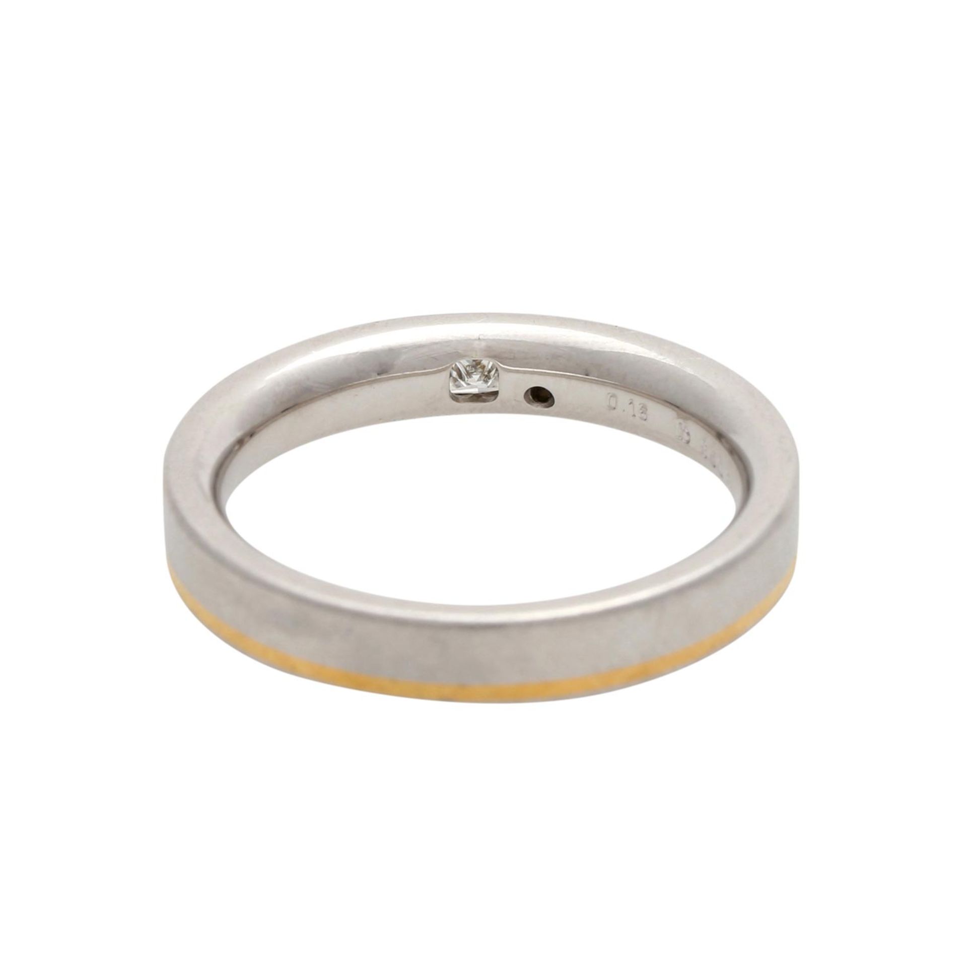 Ring mit 2 Diamanten, 0,16 ct, punziert, Platin, 12,8 g, mit Goldlinie, ohne Gravur, - Bild 4 aus 4