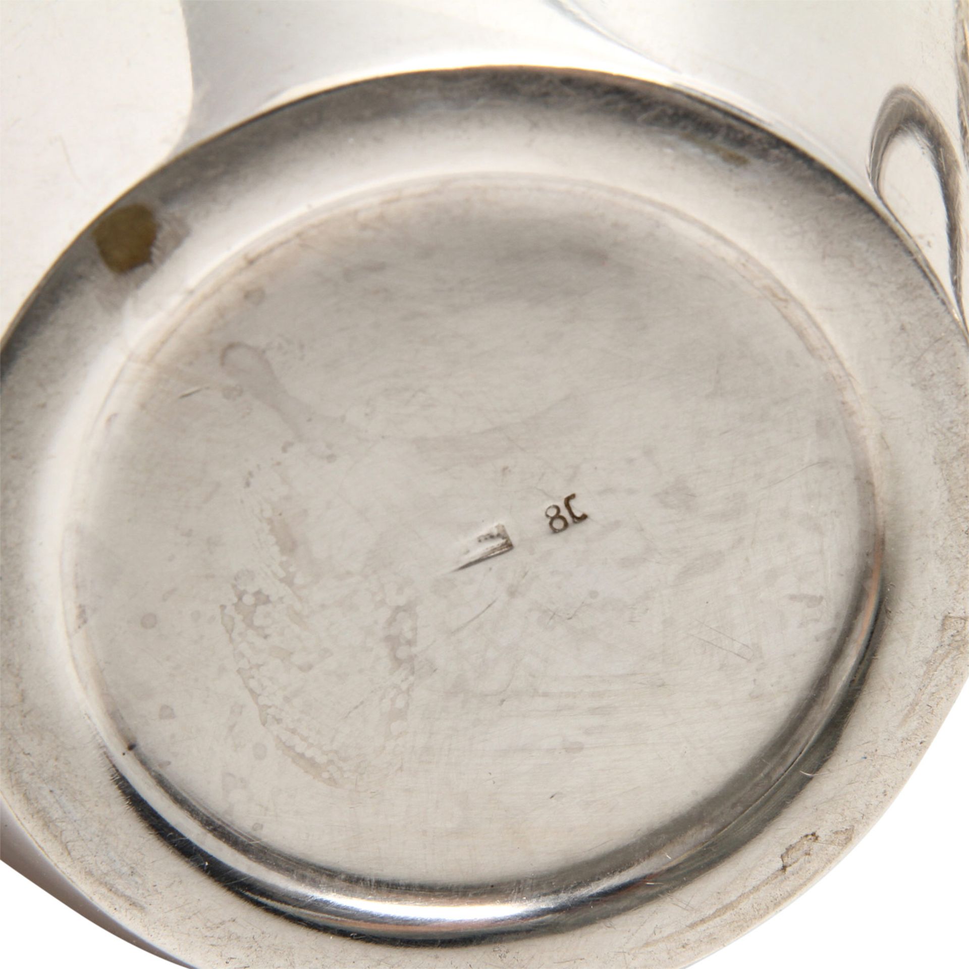 BRUCKMANN 4-tlg. Kaffee-Teekern auf Tablett, versilbert, 20. Jhd. Ovales Tablett mit Glasplatte, - Image 10 of 10