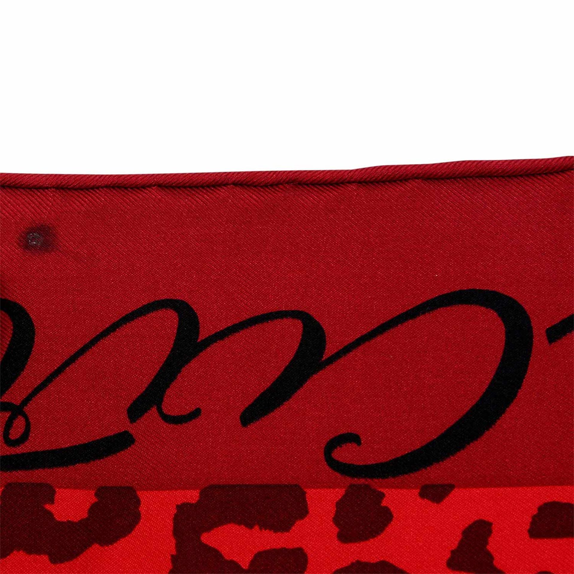 CARTIER VINTAGE Seidenarré. 100% Seide, Grund in Schwarz/Rot, Panther- und Maserung-Motiv, - Image 3 of 3