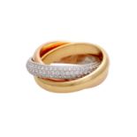 CARTIER Damenring "Trinity" in GG / RG / WG 18K, WG Schiene komplett mit Brillanten ausgefasst, KP