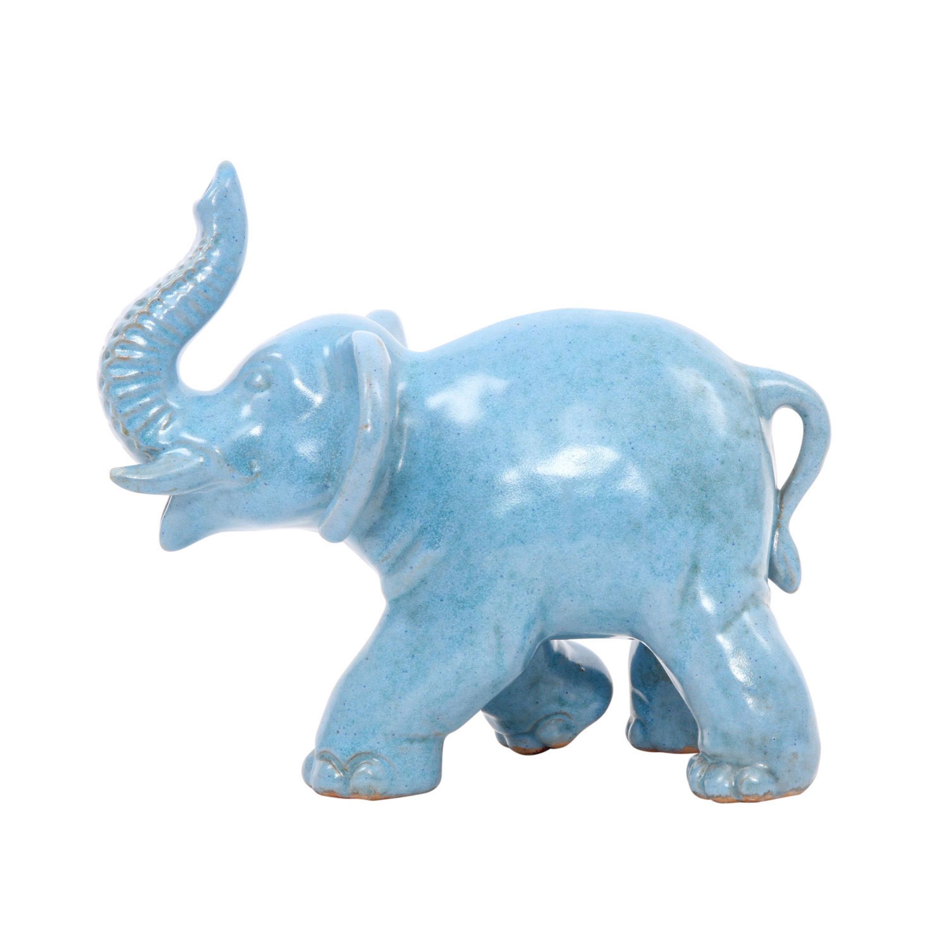 GMUNDENER Keramik Tierfigur "Elefant", 20. Jh. Rötlicher Scherben, blaue Glasur, schreitender - Image 2 of 7