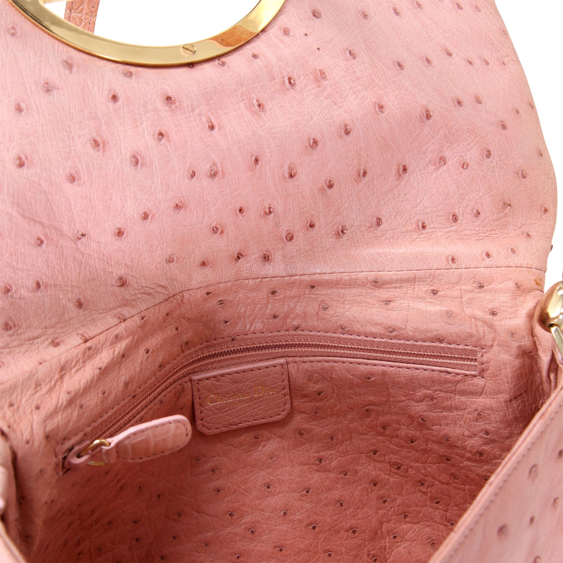 CHRISTIAN DIOR VINTAGE Schultertasche. Materialmix aus Straußen- und Alligatorleder in Rosa, - Image 6 of 6