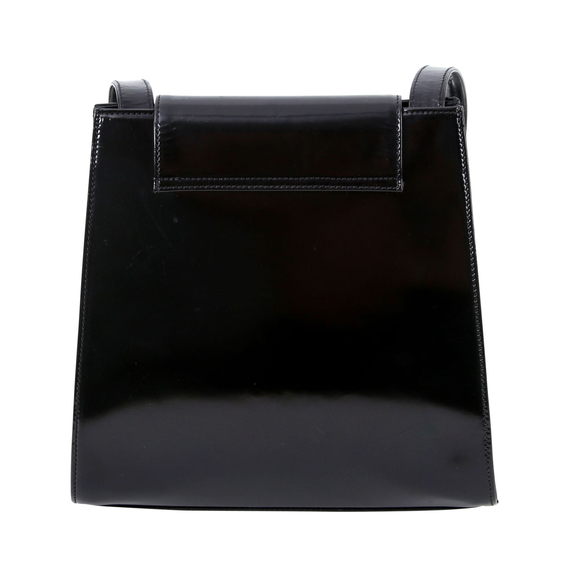 KARL LAGERFELD VINTAGE Schultertasche. Glattleder in Schwarz, dekorativer Verschluss mit Karomuster, - Image 4 of 6