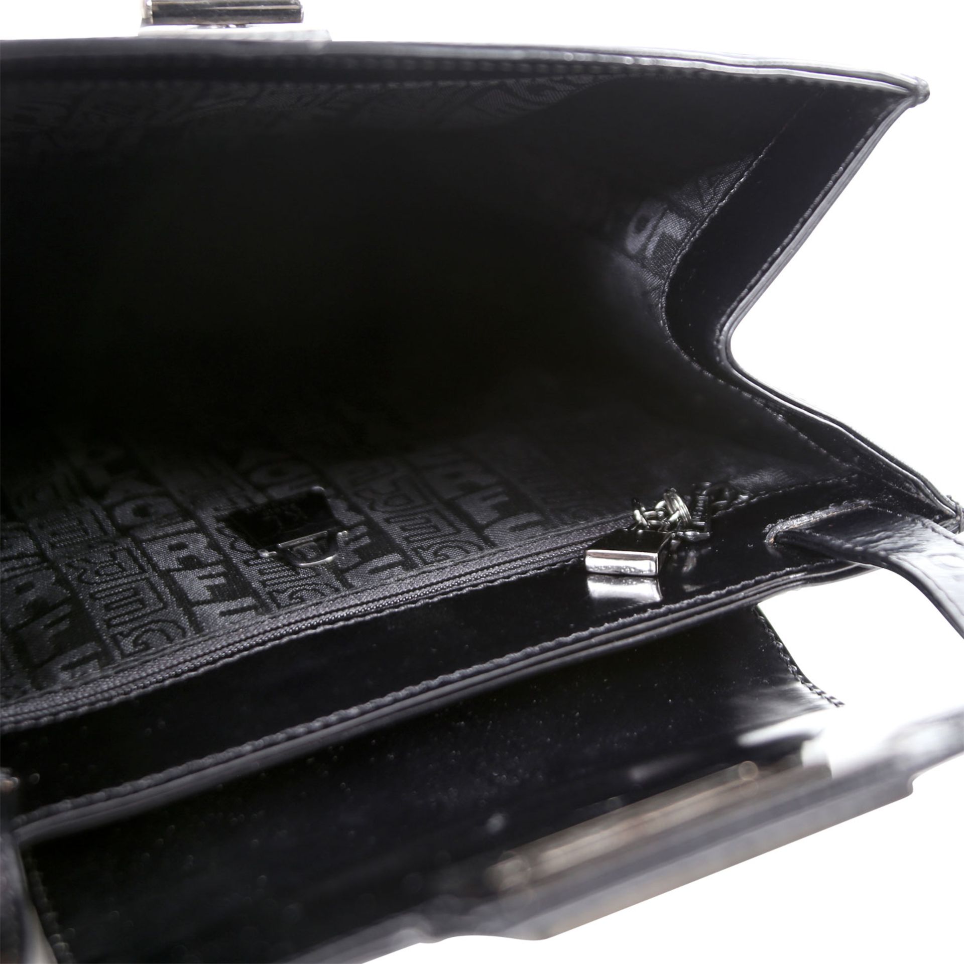 KARL LAGERFELD VINTAGE Schultertasche. Glattleder in Schwarz, dekorativer Verschluss mit Karomuster, - Image 6 of 6