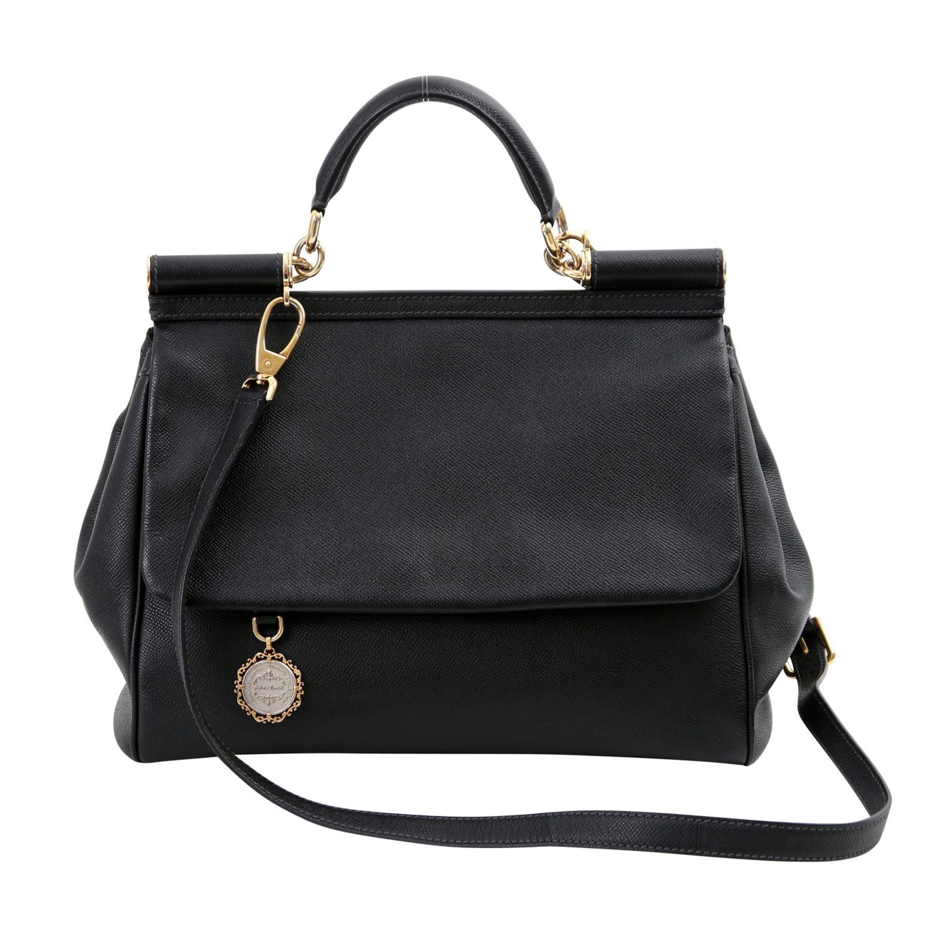 DOLCE & GABBANA Henkeltasche "MISS SICILY LARGE"; akt.NP.: 1.550,-€. Schwarzes Modell aus Leder in