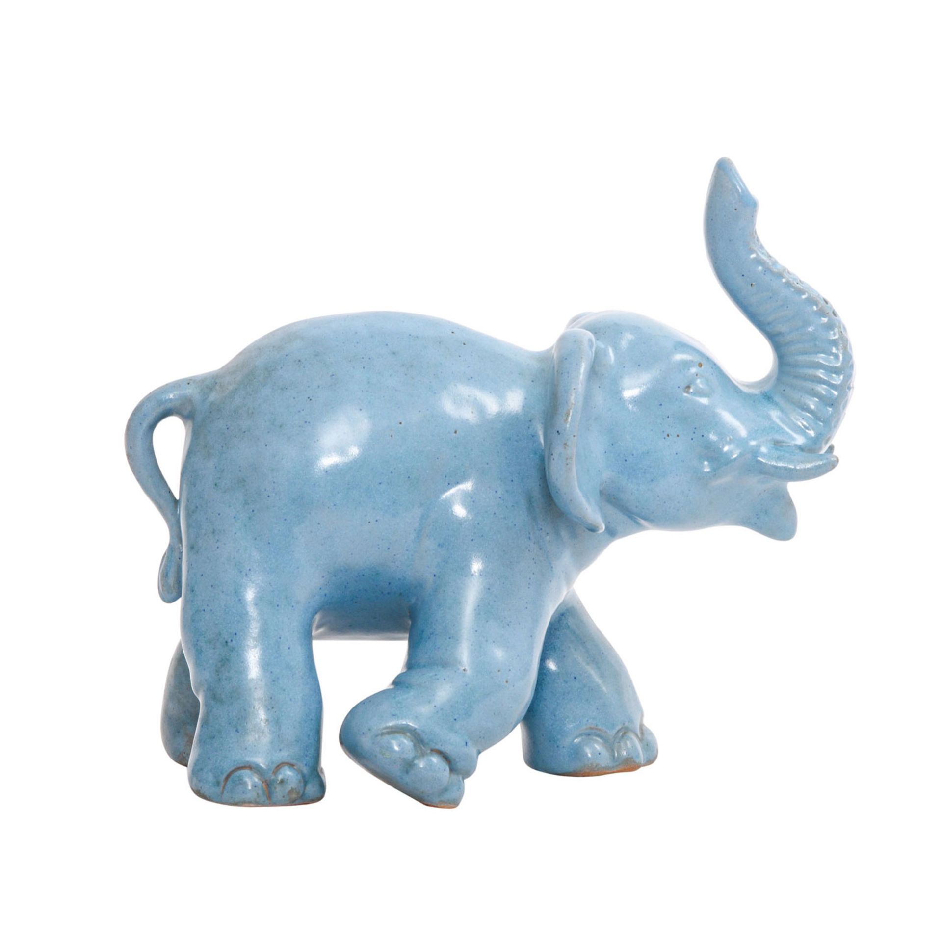 GMUNDENER Keramik Tierfigur "Elefant", 20. Jh. Rötlicher Scherben, blaue Glasur, schreitender - Image 4 of 7