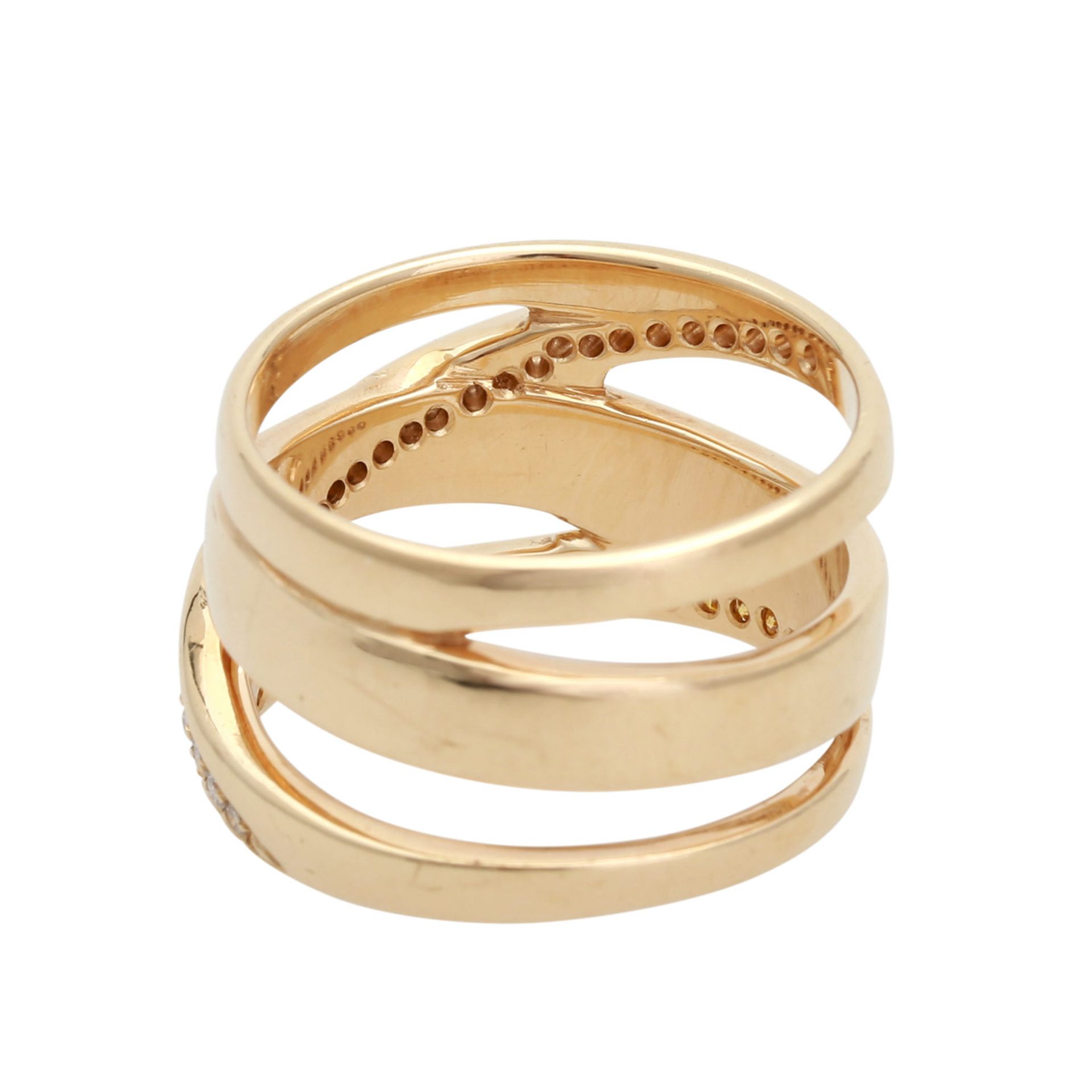 Ring mit 28 weißen und 23 gelben Brillanten, zus. ca. 0,51 ct, guter Farb- und Reinheitsgrad, - Bild 3 aus 4